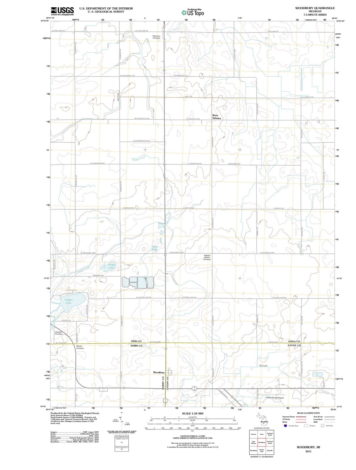 2011 Woodbury, MI - Michigan - USGS Topographic Map