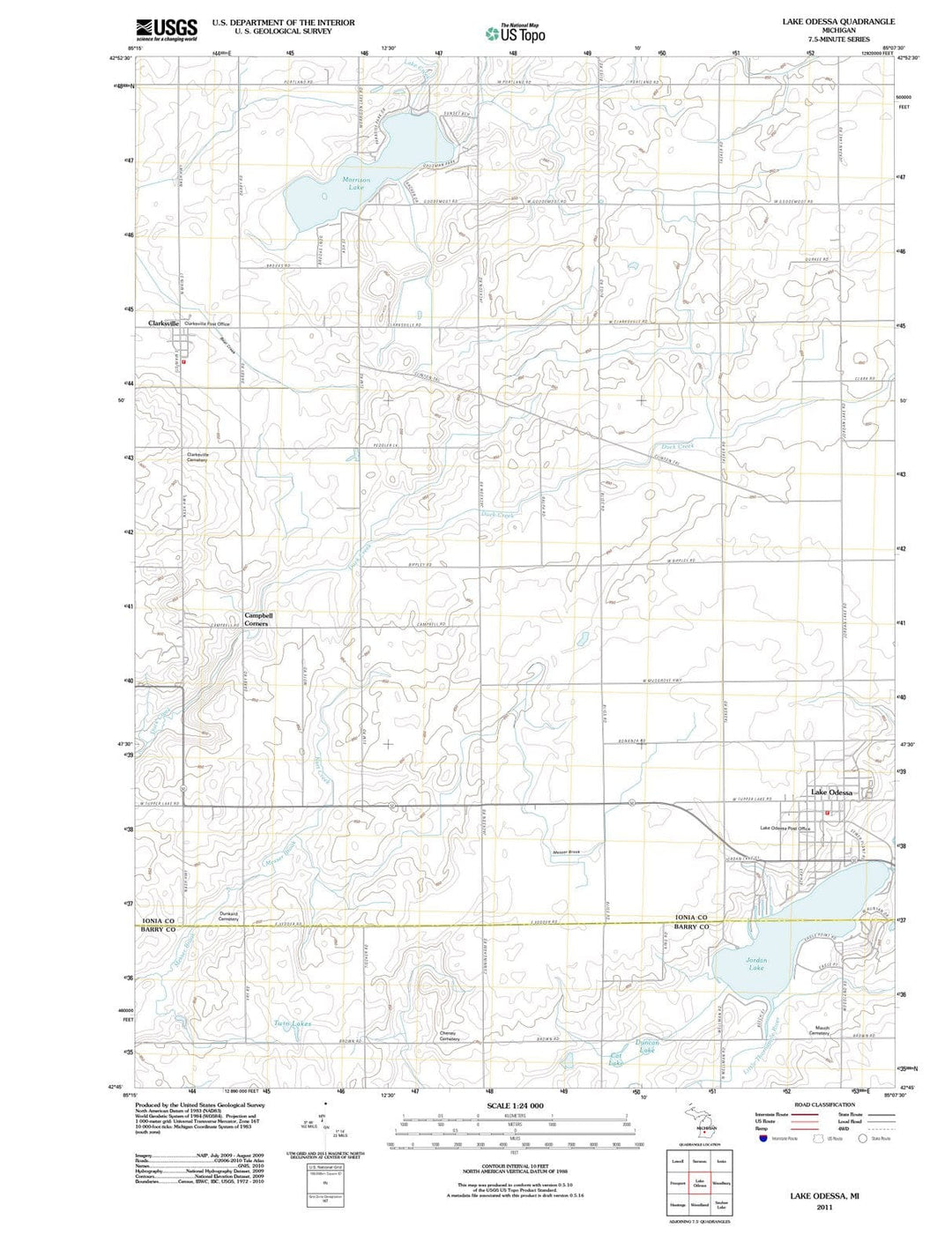 2011 Lake Odessa, MI - Michigan - USGS Topographic Map