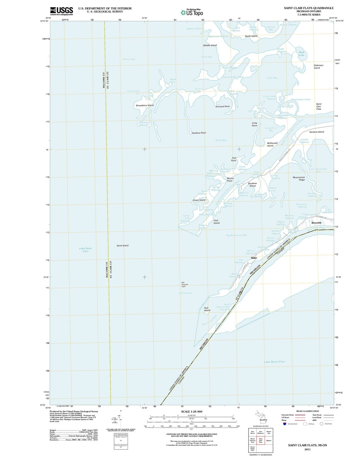 2011 Saint Clair Flats, MI - Michigan - USGS Topographic Map