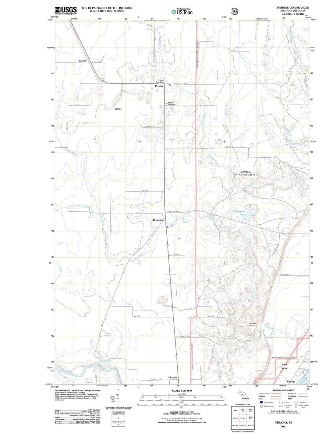 2011 Perkins, MI - Michigan - USGS Topographic Map