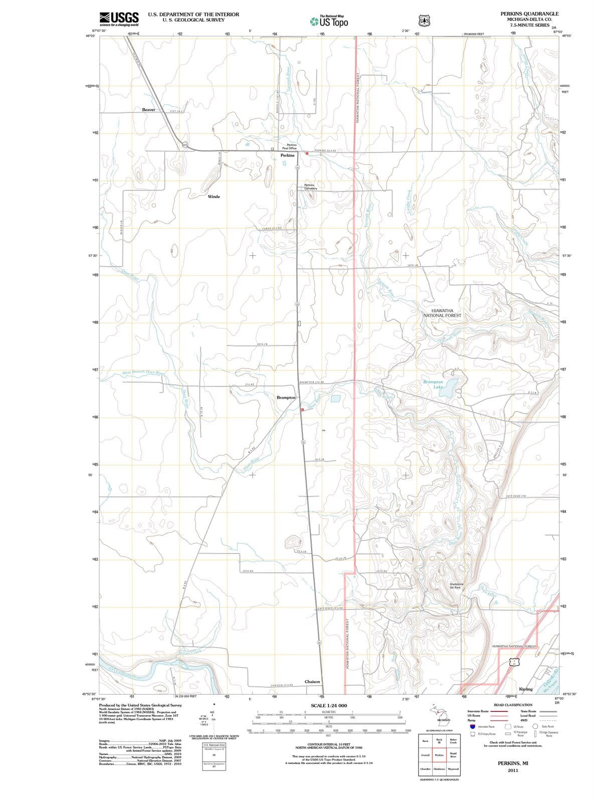 2011 Perkins, MI - Michigan - USGS Topographic Map