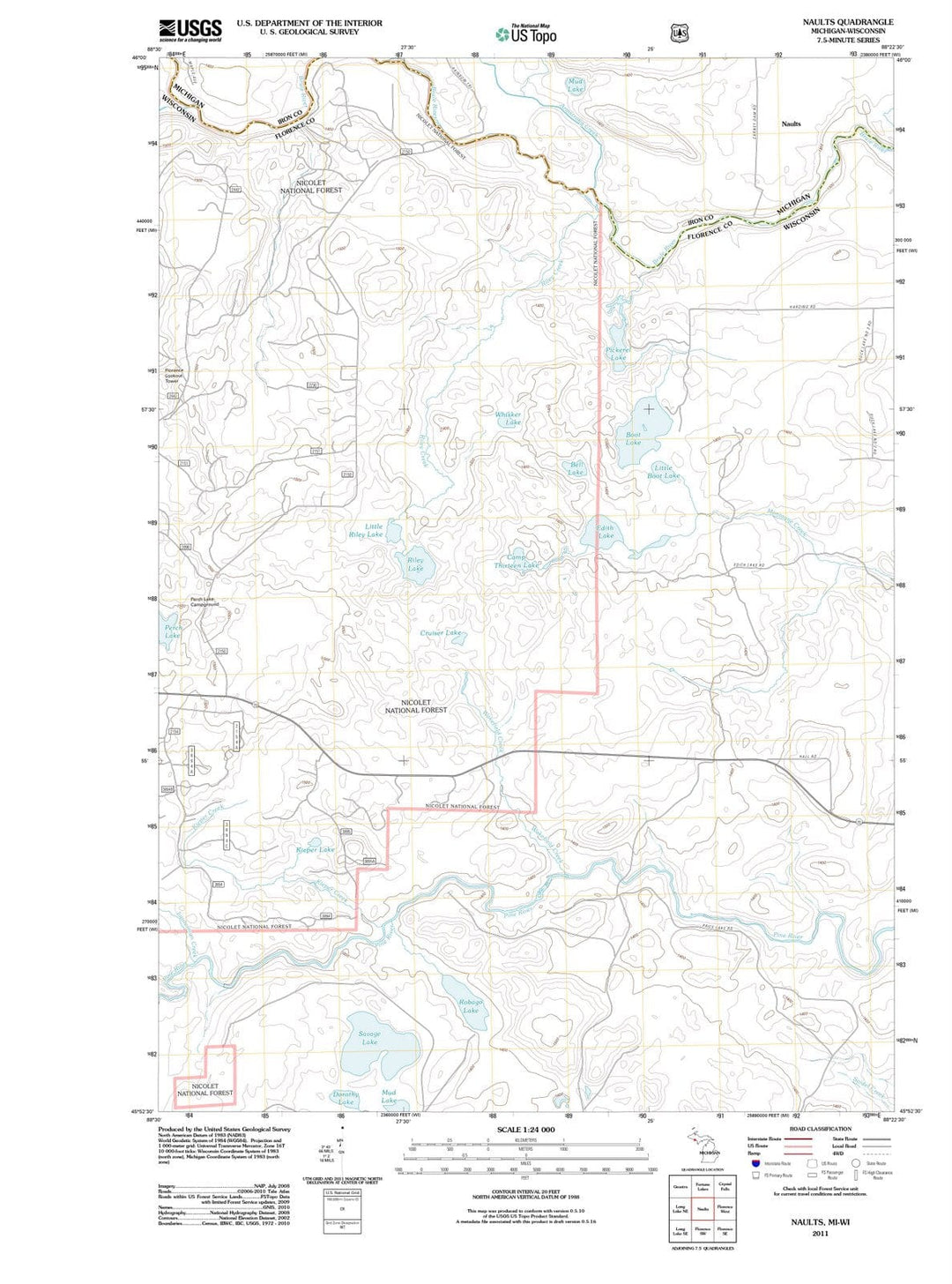 2011 Naults, MI - Michigan - USGS Topographic Map