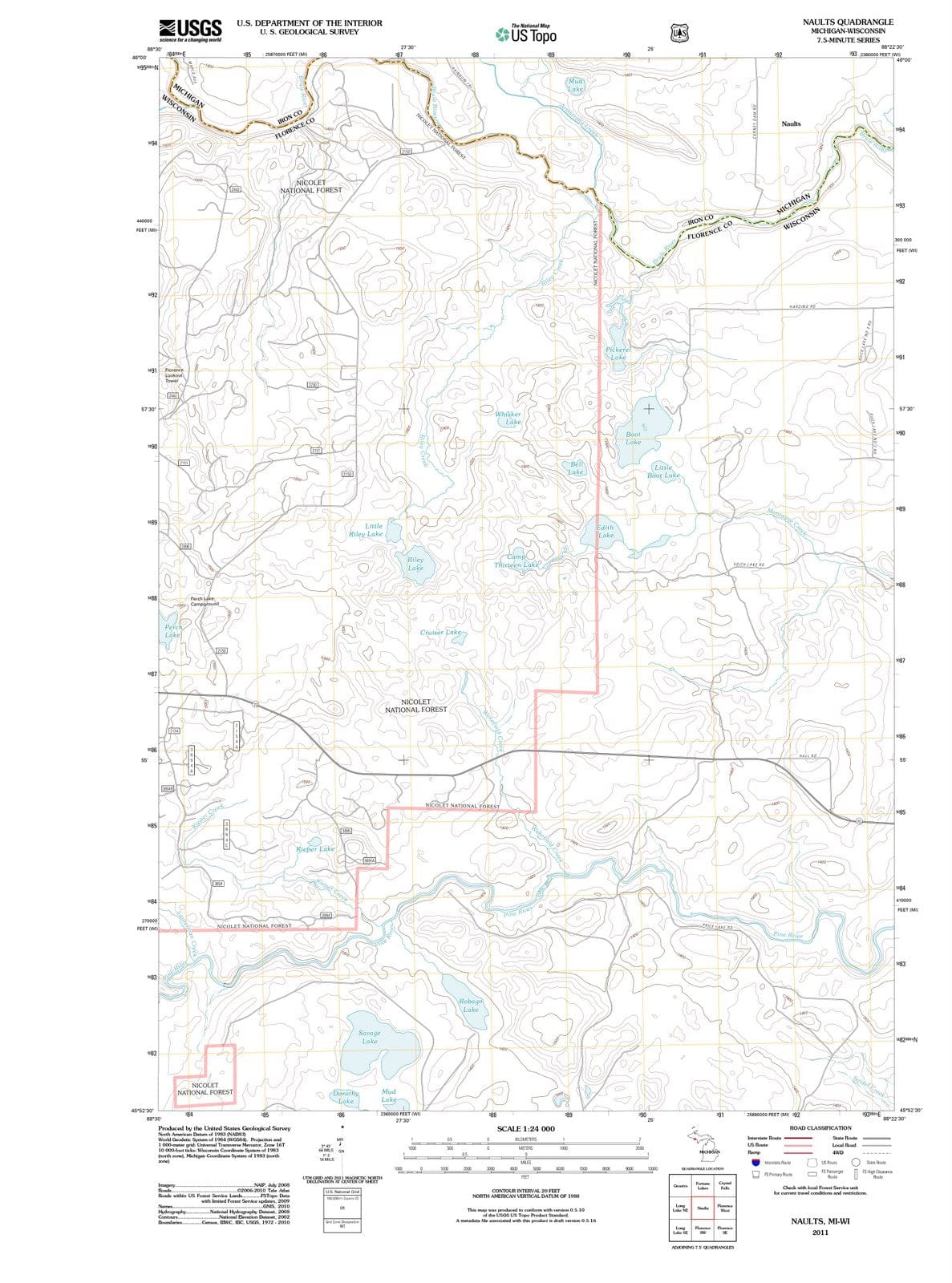 2011 Naults, MI - Michigan - USGS Topographic Map