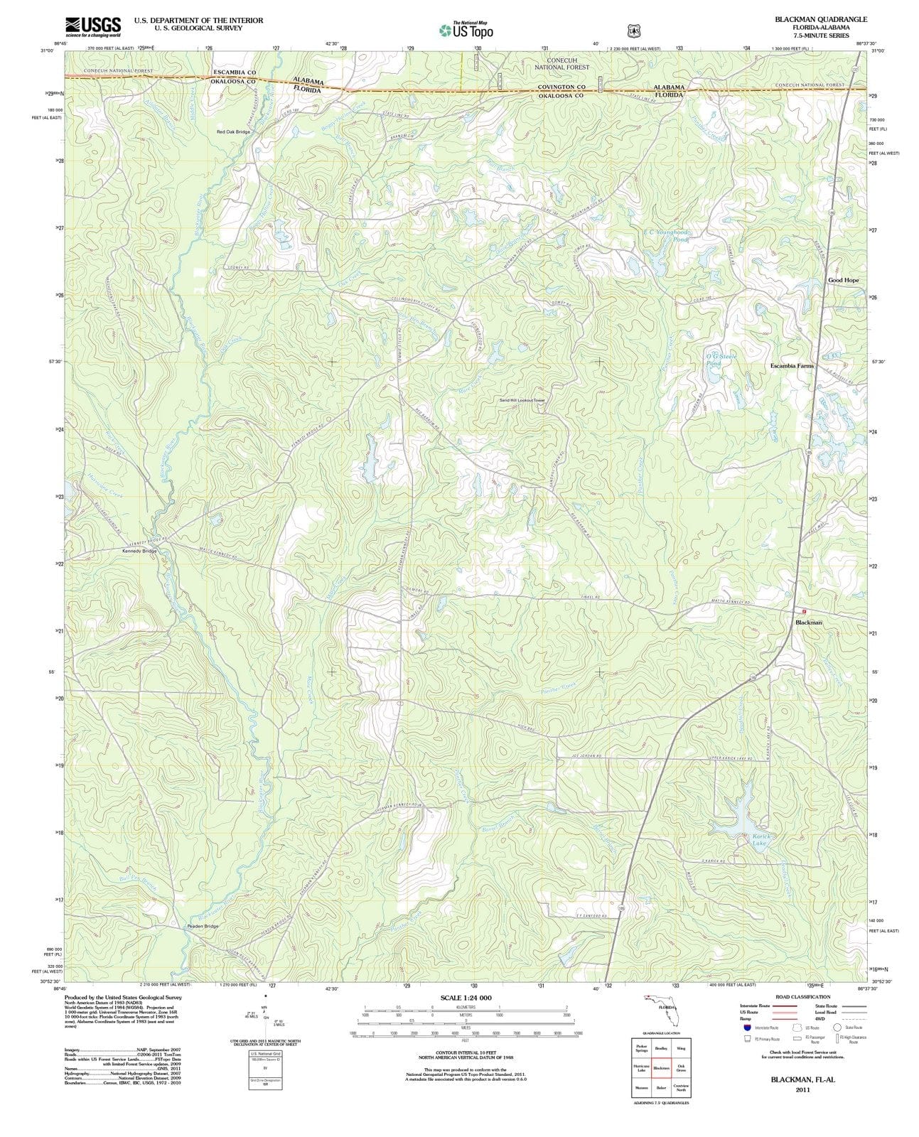 2011 Blackman, FL - Florida - USGS Topographic Map