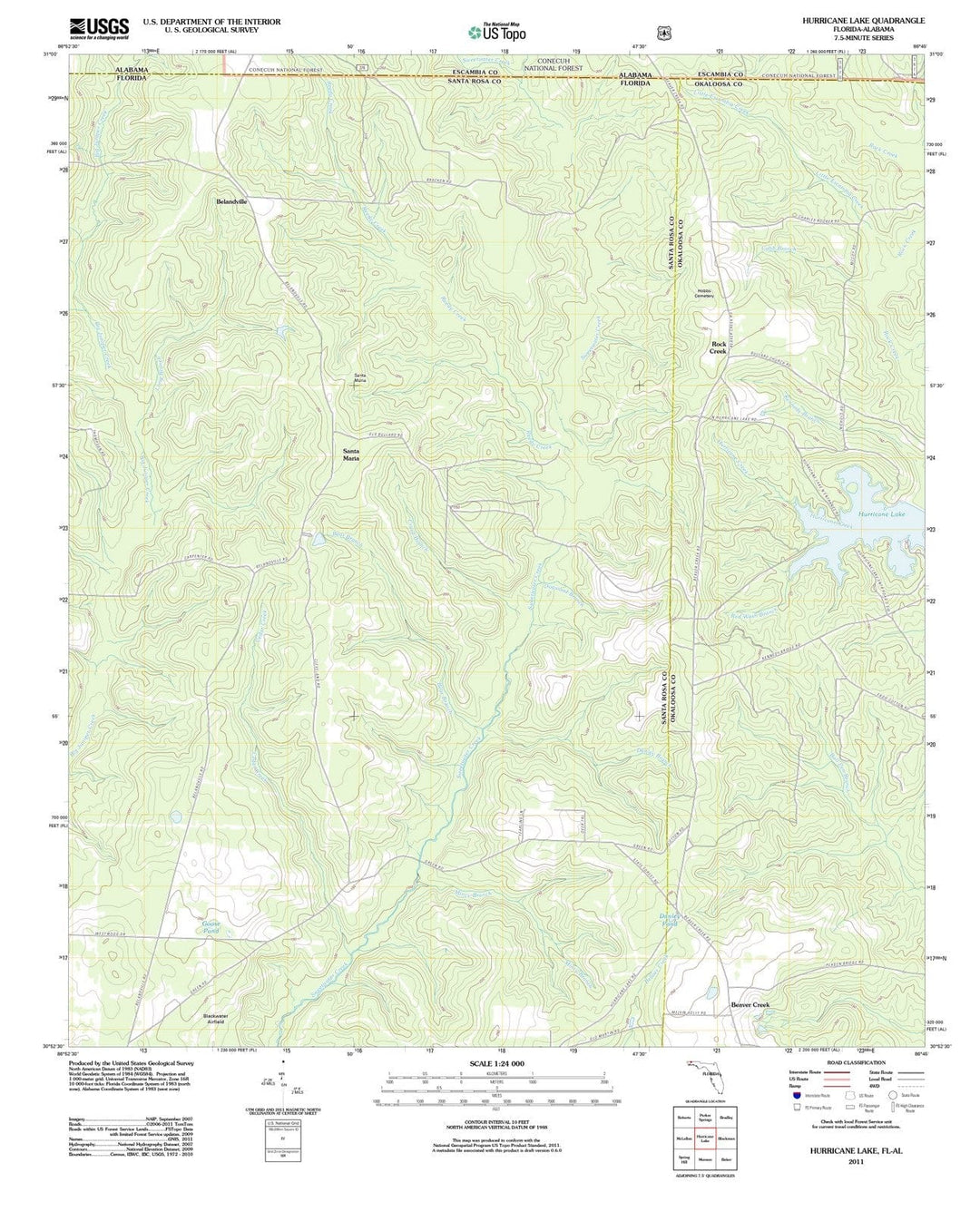 2011 Hurricane Lake, FL - Florida - USGS Topographic Map