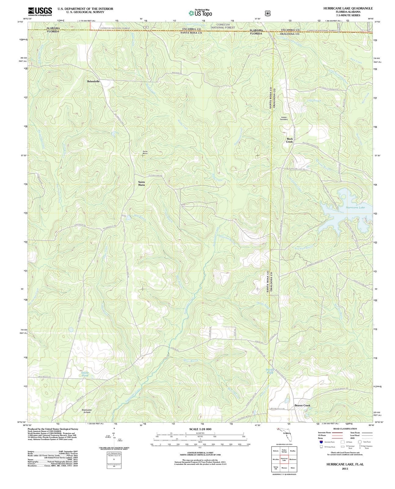 2011 Hurricane Lake, FL - Florida - USGS Topographic Map