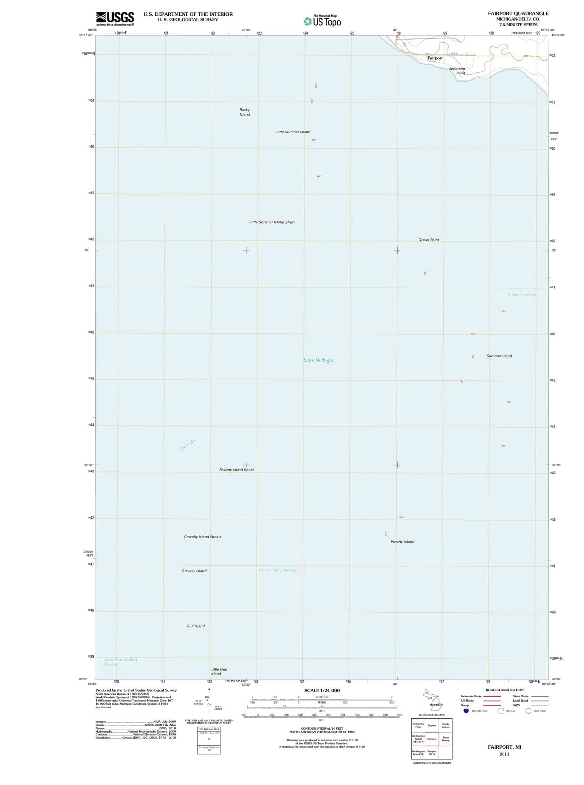 2011 Fairport, MI - Michigan - USGS Topographic Map