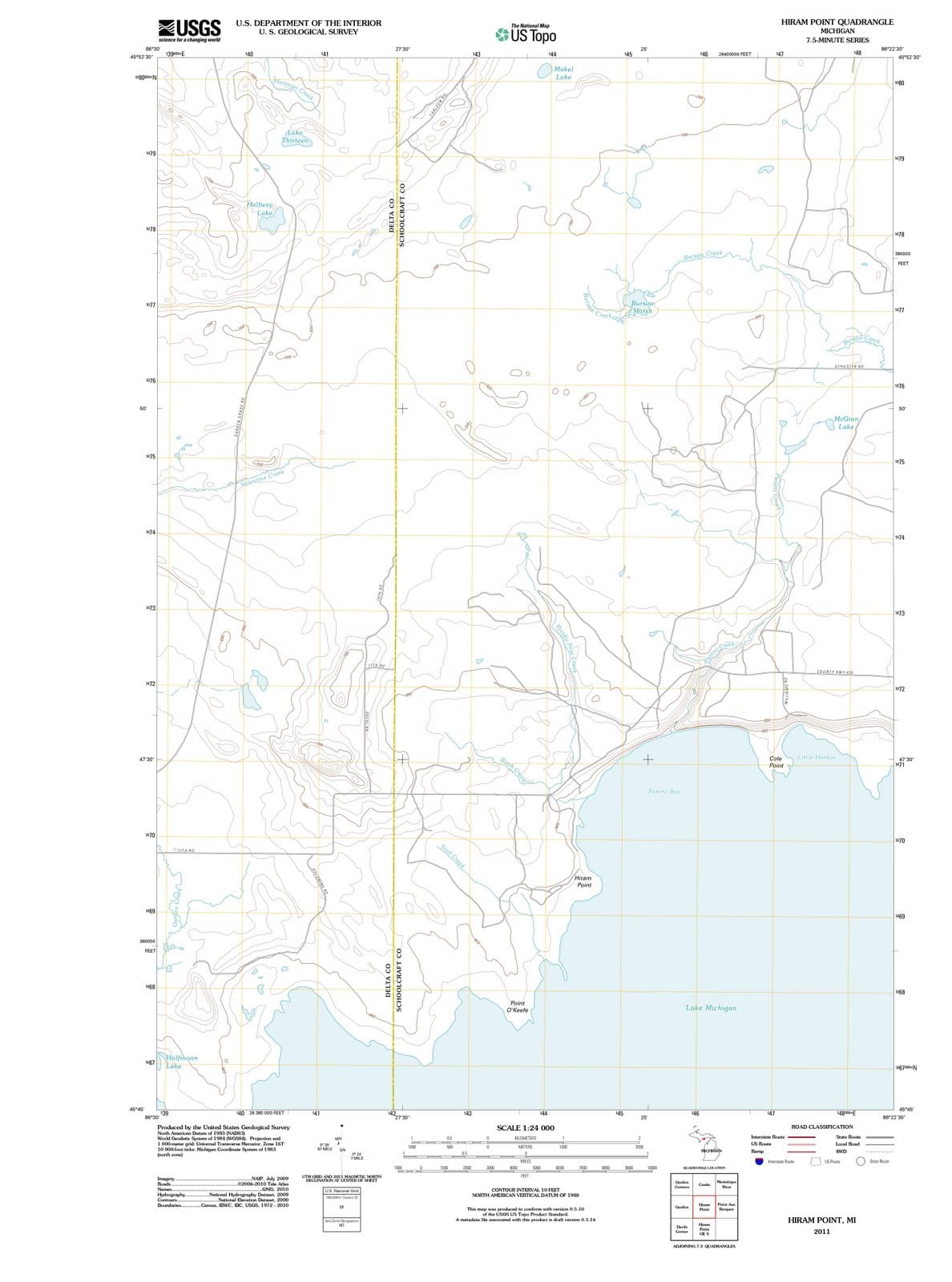 2011 Hiram Point, MI - Michigan - USGS Topographic Map