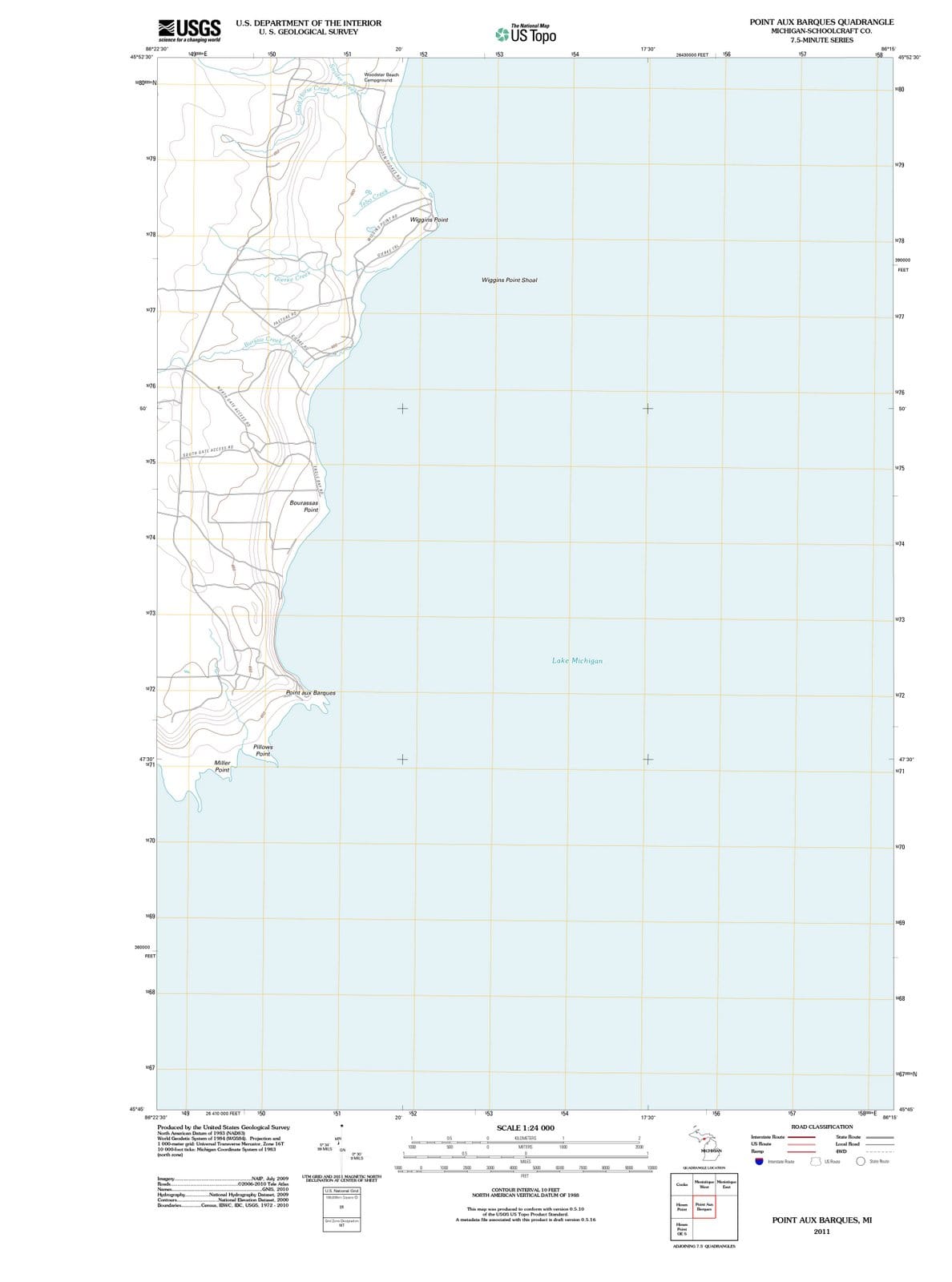 2011 Point Aux Barques, MI - Michigan - USGS Topographic Map