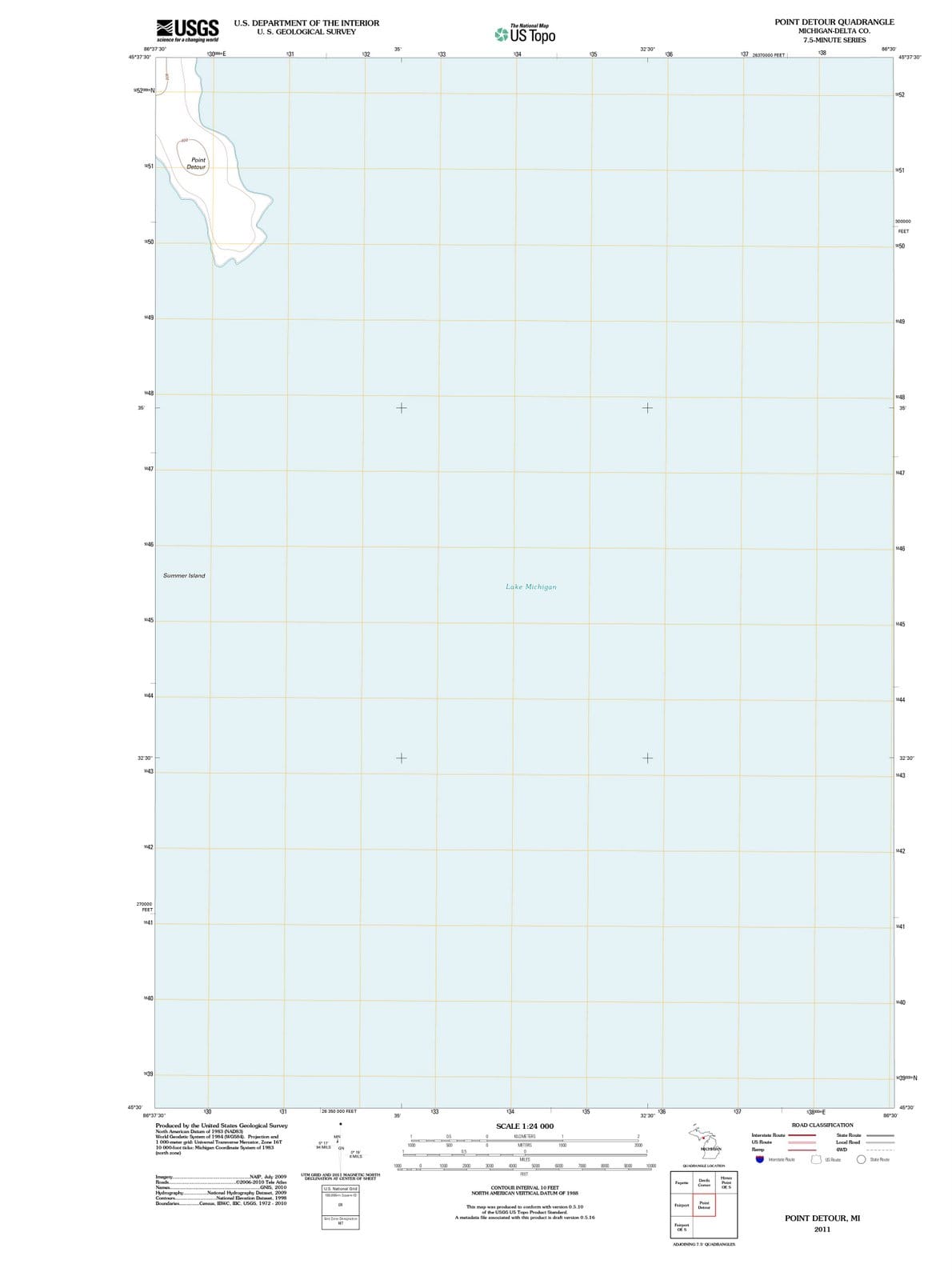 2011 Pointetour, MI - Michigan - USGS Topographic Map