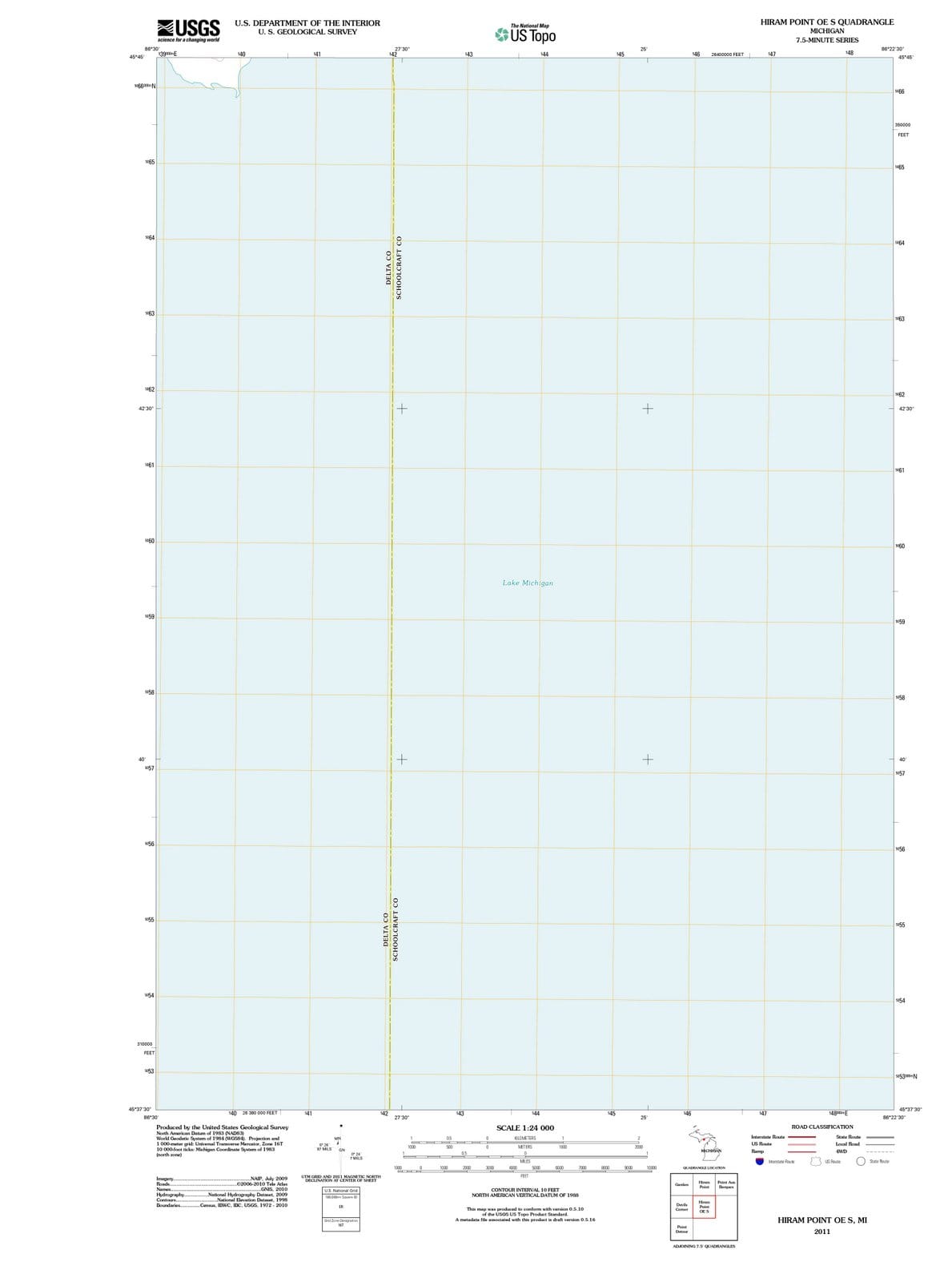 2011 Hiram Point OE S, MI - Michigan - USGS Topographic Map