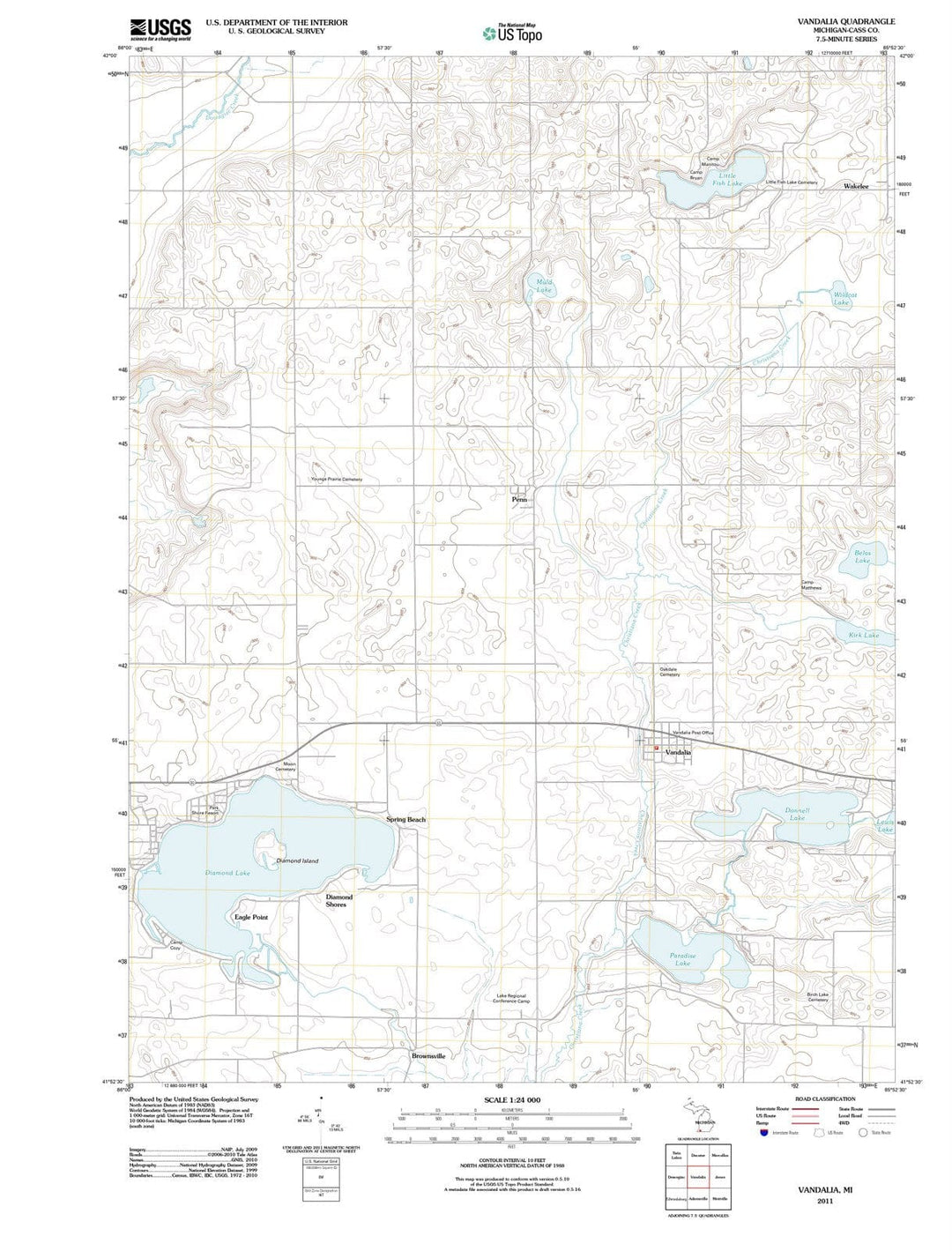 2011 Vandalia, MI - Michigan - USGS Topographic Map