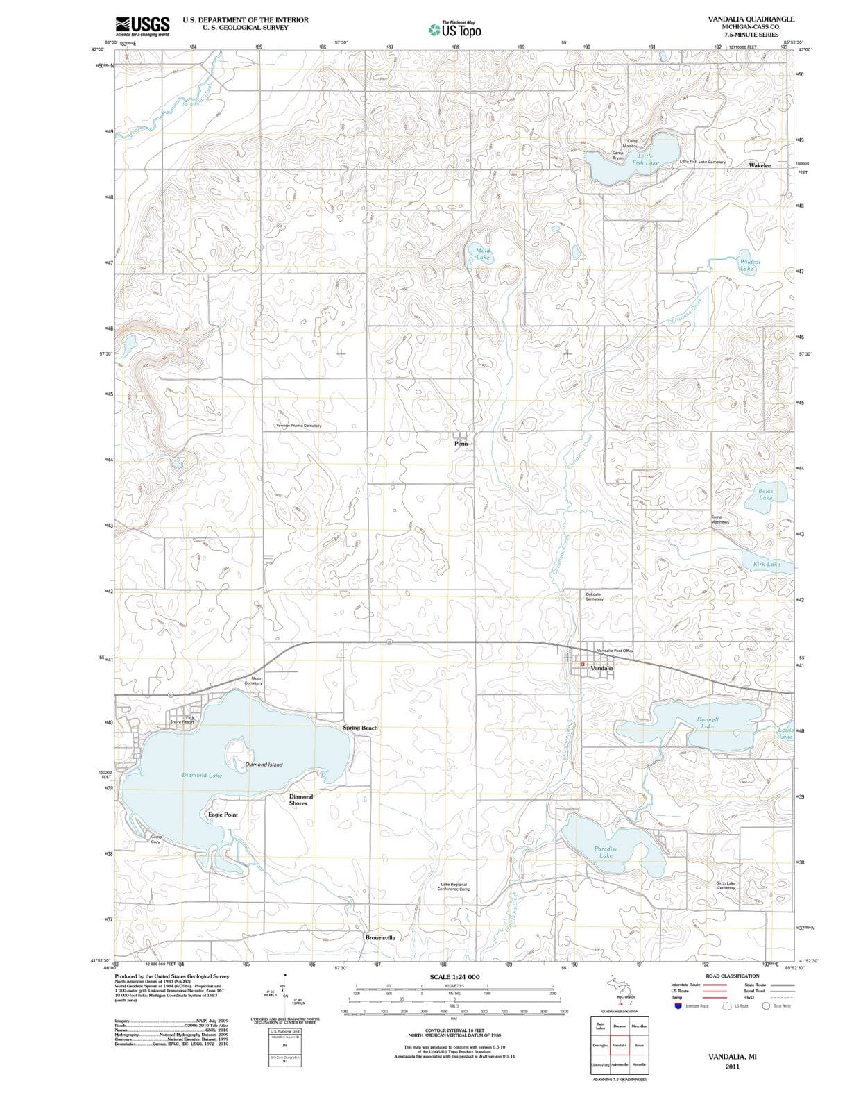 2011 Vandalia, MI - Michigan - USGS Topographic Map