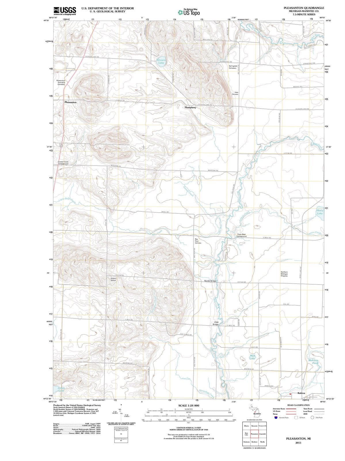 2011 Pleasanton, MI - Michigan - USGS Topographic Map
