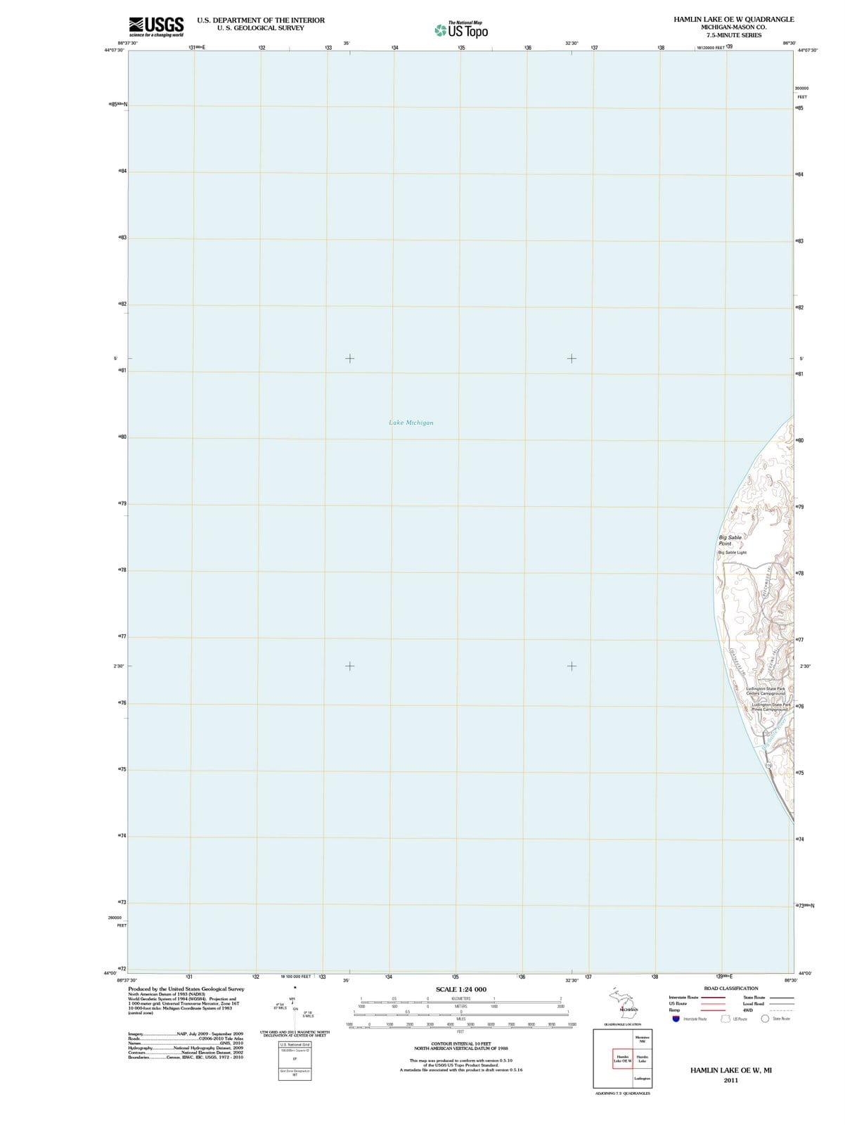 2011 Hamlin Lake, MI - Michigan - USGS Topographic Map