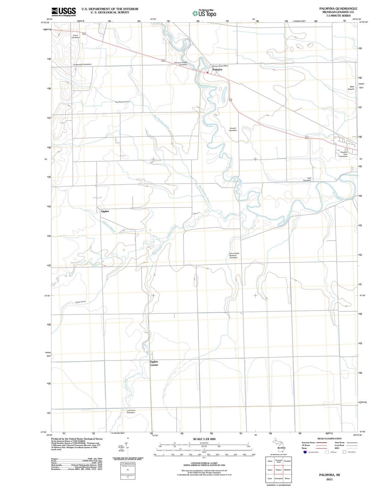 2011 Palmyra, MI - Michigan - USGS Topographic Map