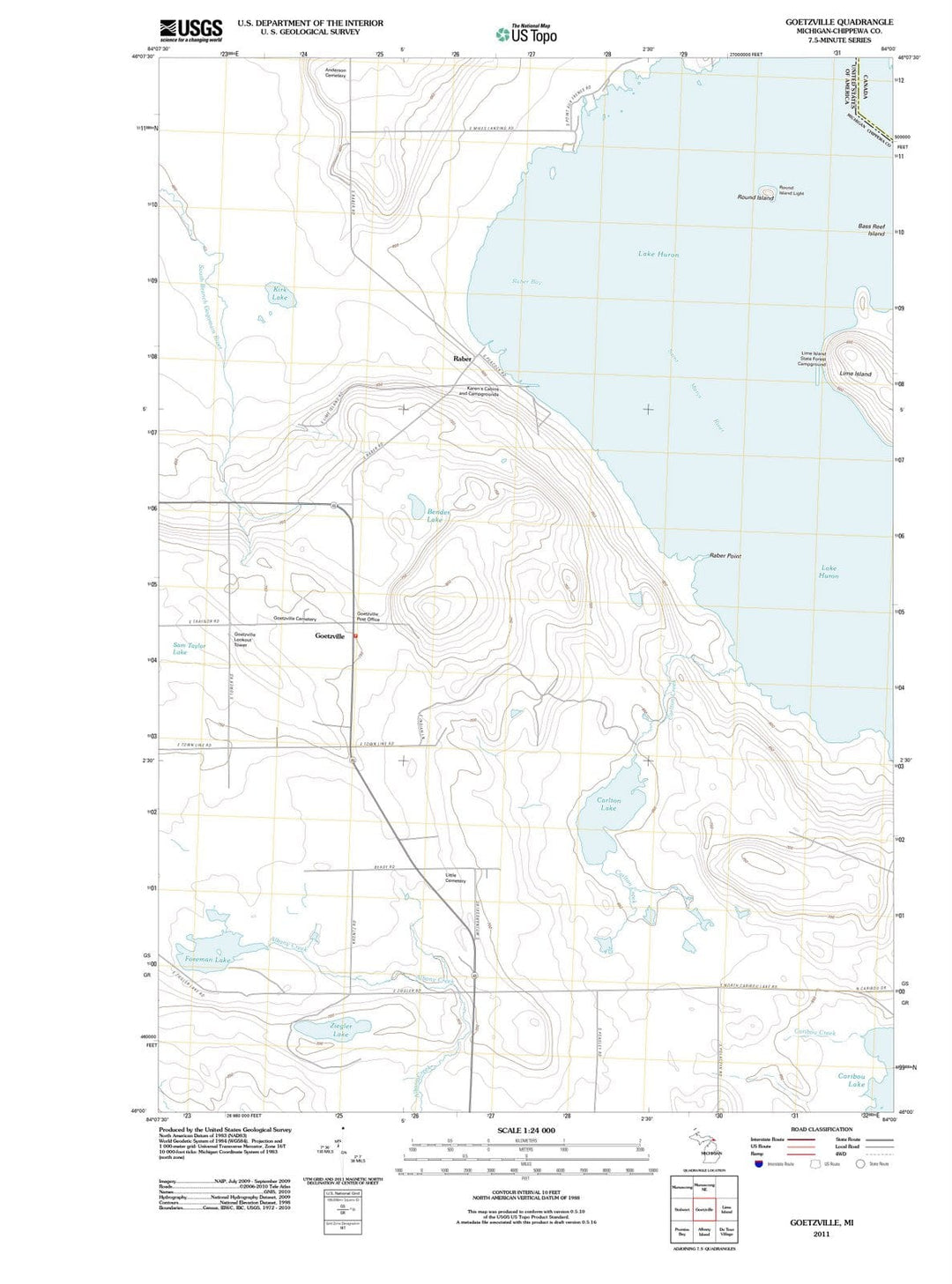 2011 Goetzville, MI - Michigan - USGS Topographic Map