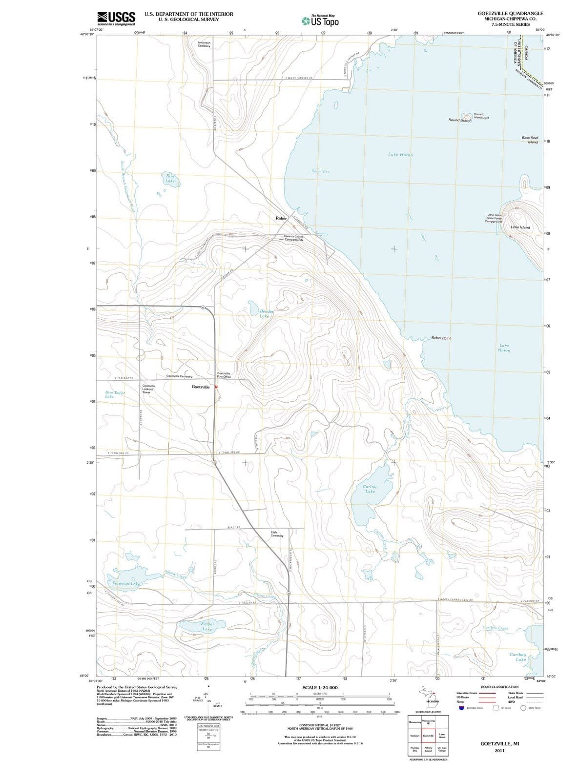 2011 Goetzville, MI - Michigan - USGS Topographic Map