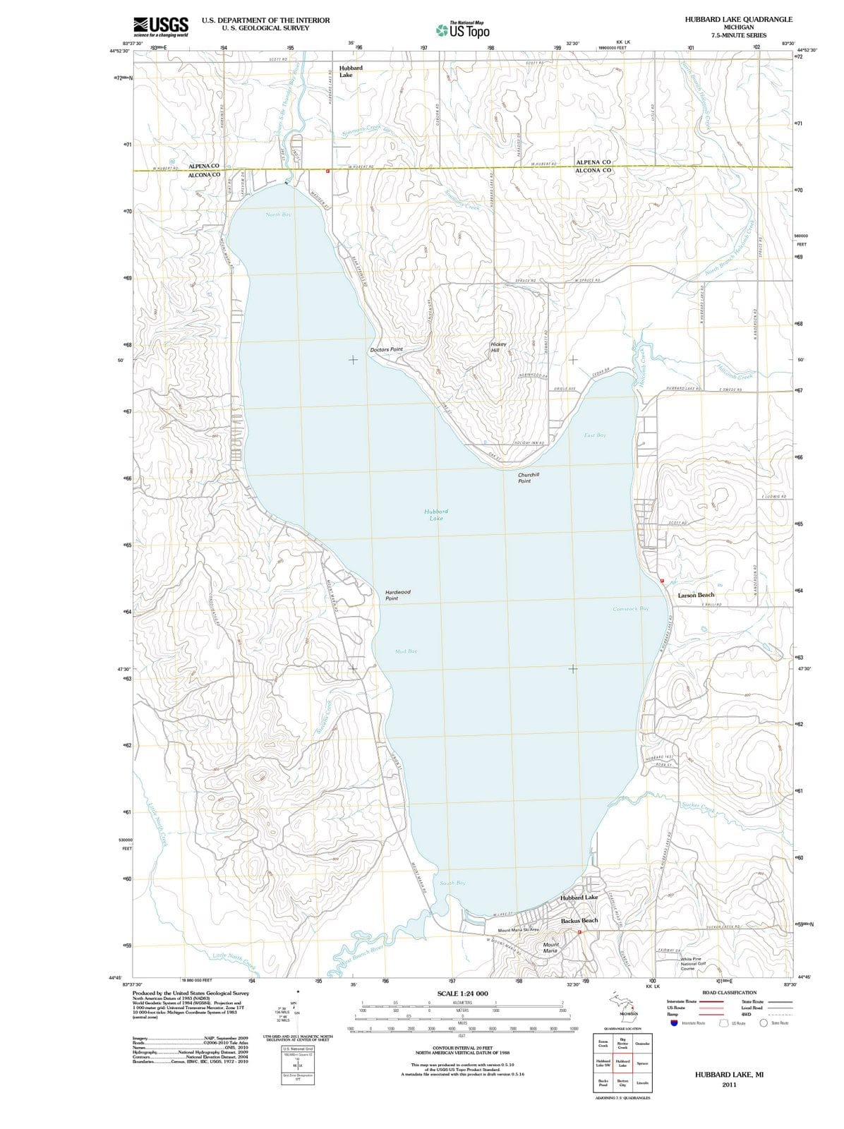 2011 Hubbard Lake, MI - Michigan - USGS Topographic Map