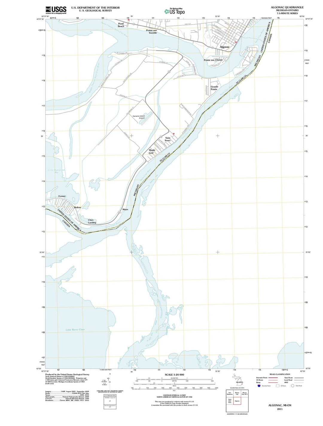 2011 Algonac, MI - Michigan - USGS Topographic Map