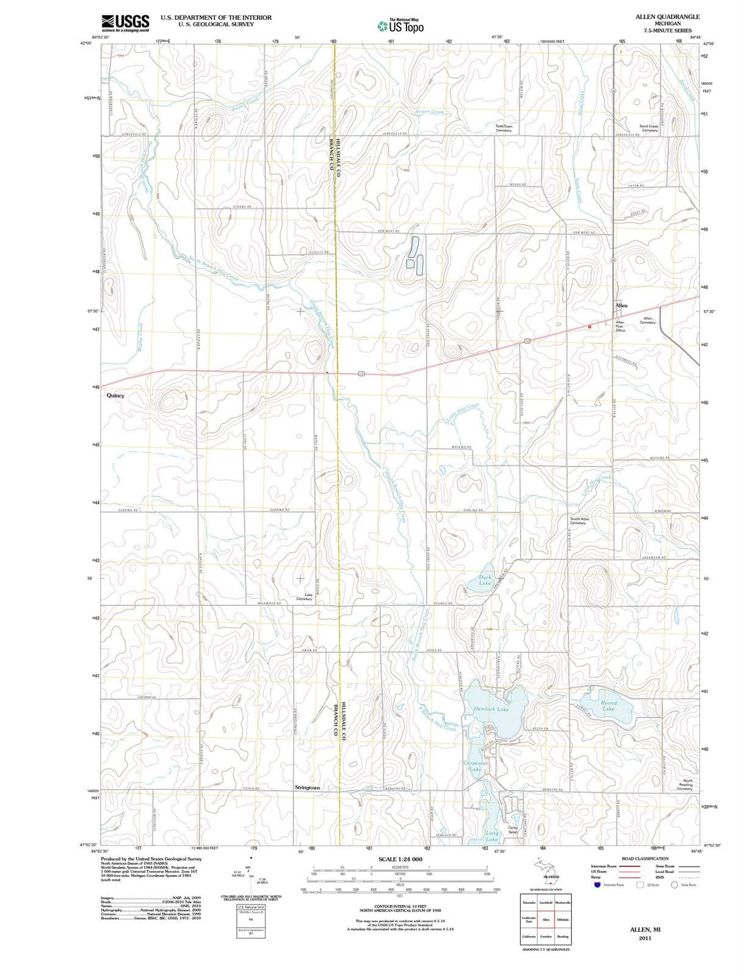 2011 Allen, MI - Michigan - USGS Topographic Map