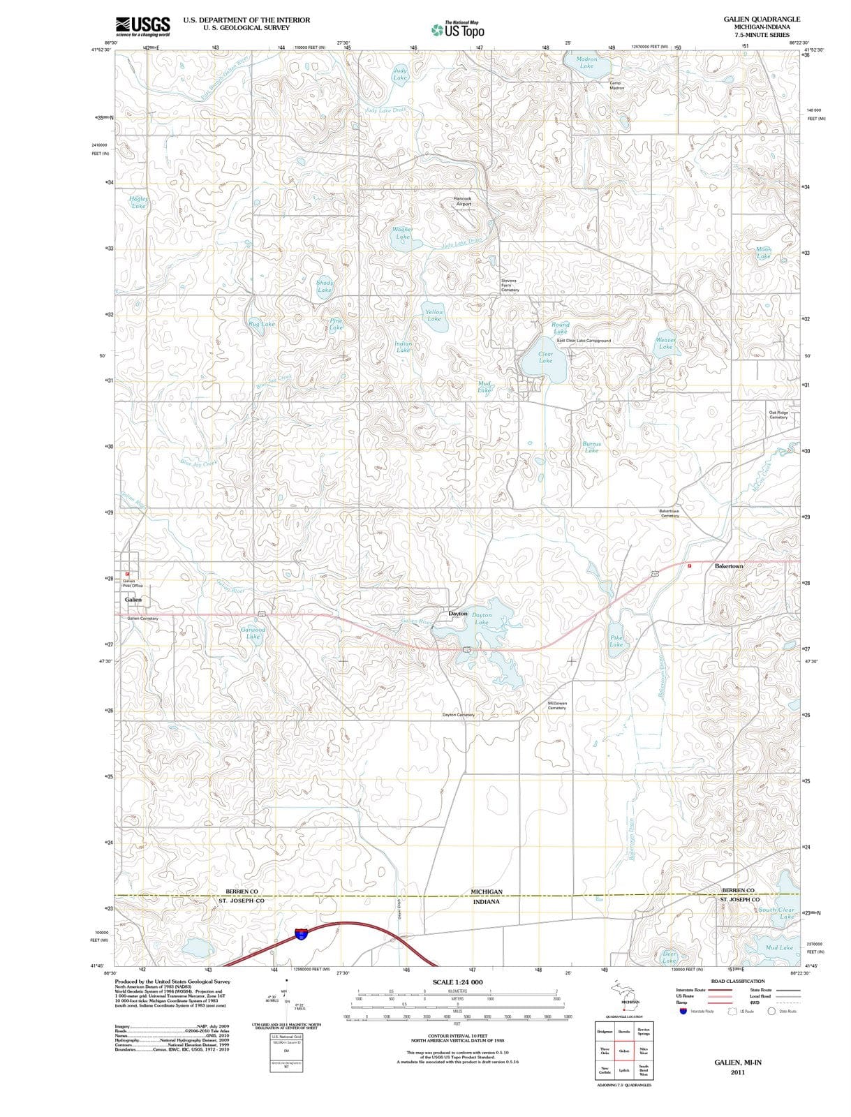 2011 Galien, MI - Michigan - USGS Topographic Map