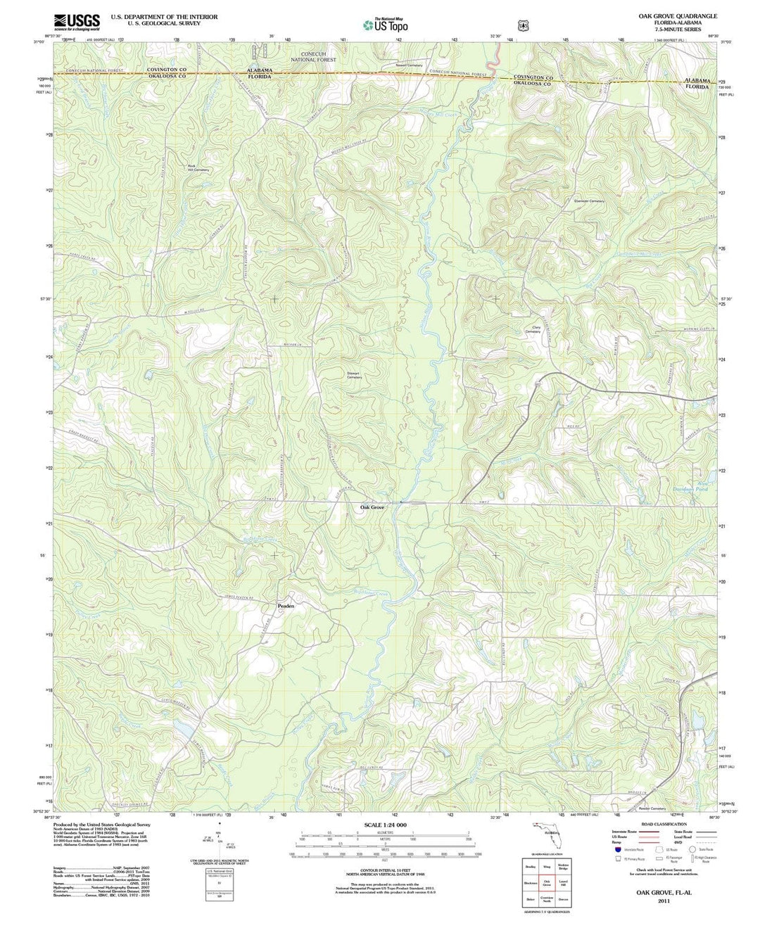 2011 Oak Grove, FL - Florida - USGS Topographic Map