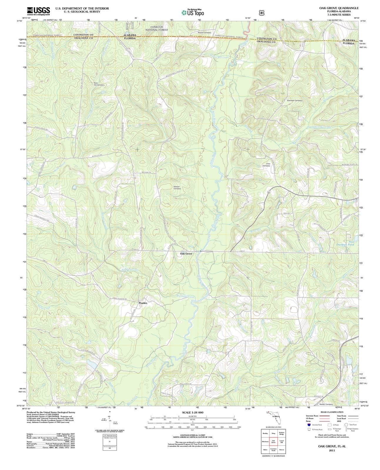 2011 Oak Grove, FL - Florida - USGS Topographic Map