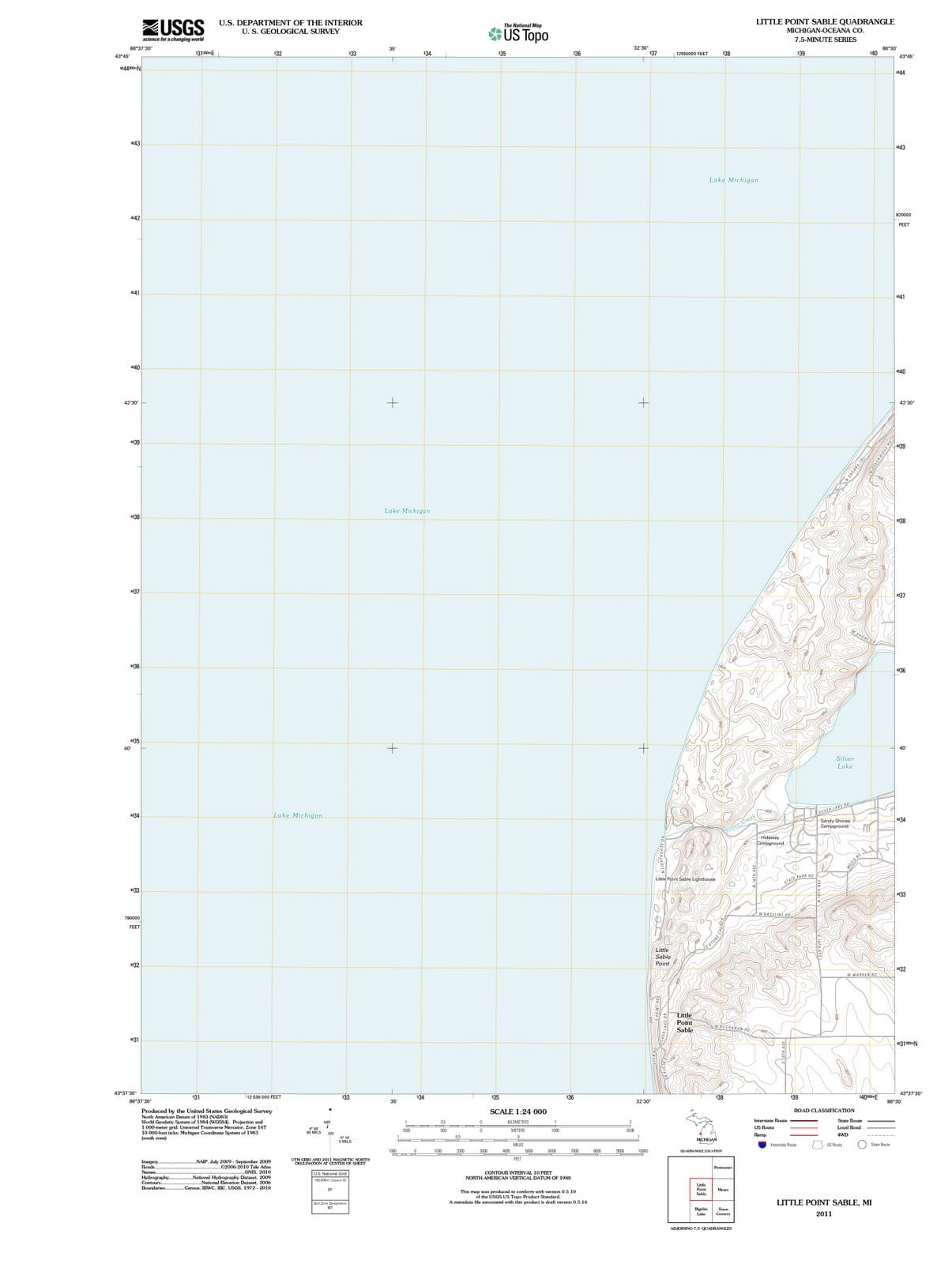 2011 Little Point Sable, MI - Michigan - USGS Topographic Map