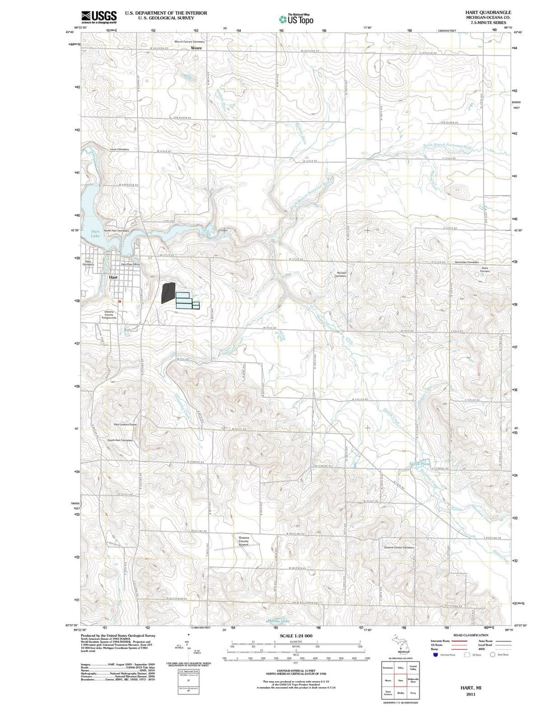 2011 Hart, MI - Michigan - USGS Topographic Map