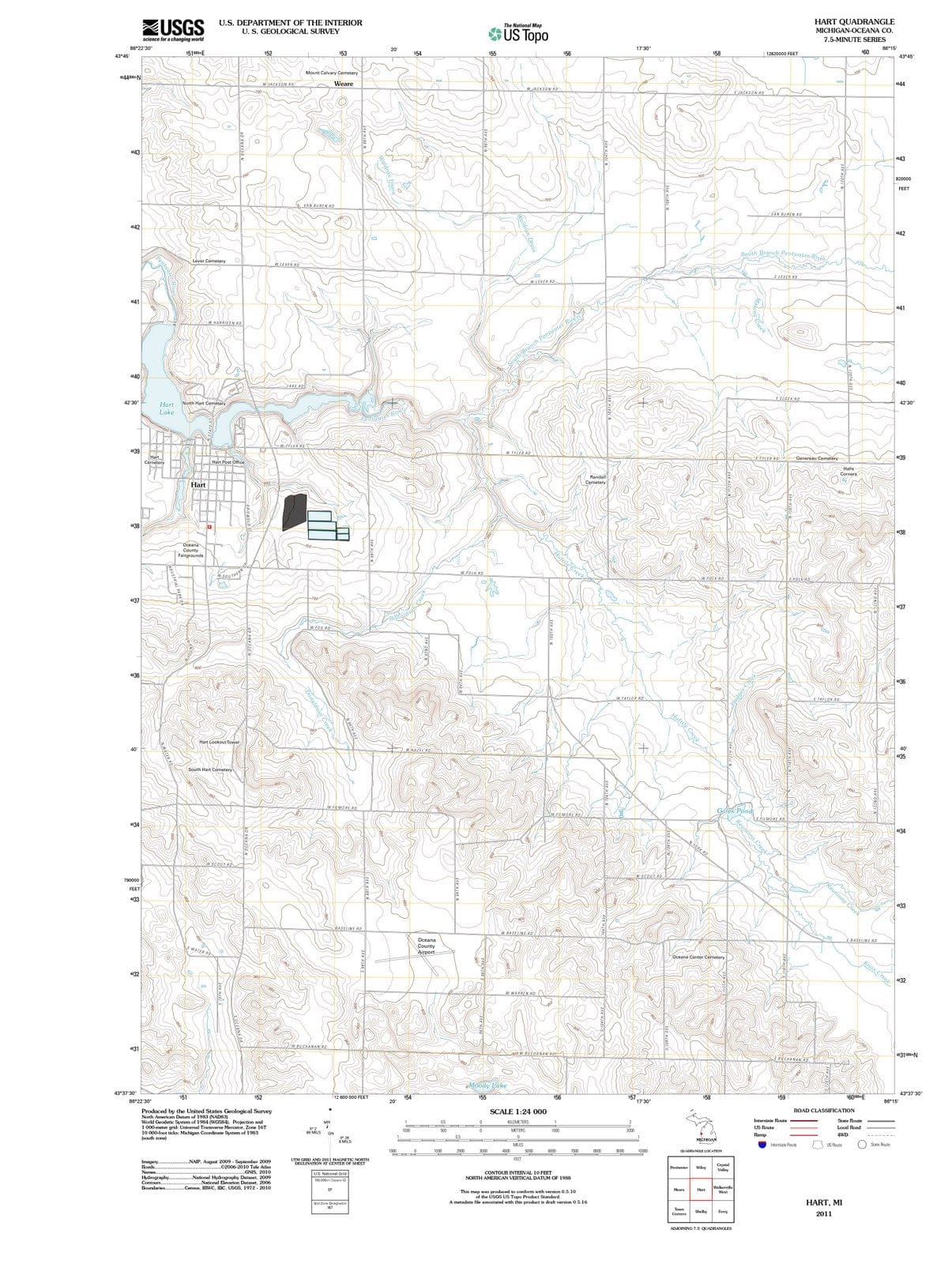 2011 Hart, MI - Michigan - USGS Topographic Map