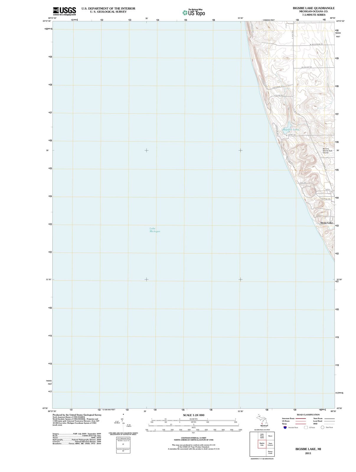 2011 Bigsbie Lake, MI - Michigan - USGS Topographic Map