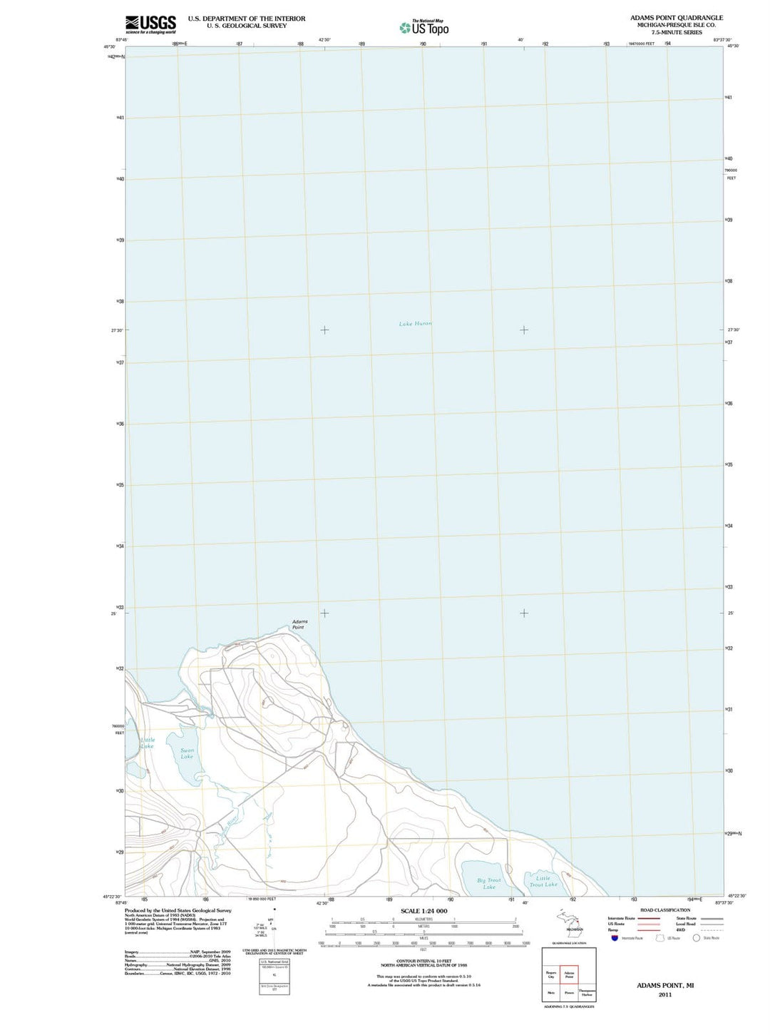 2011 Adams Point, MI - Michigan - USGS Topographic Map