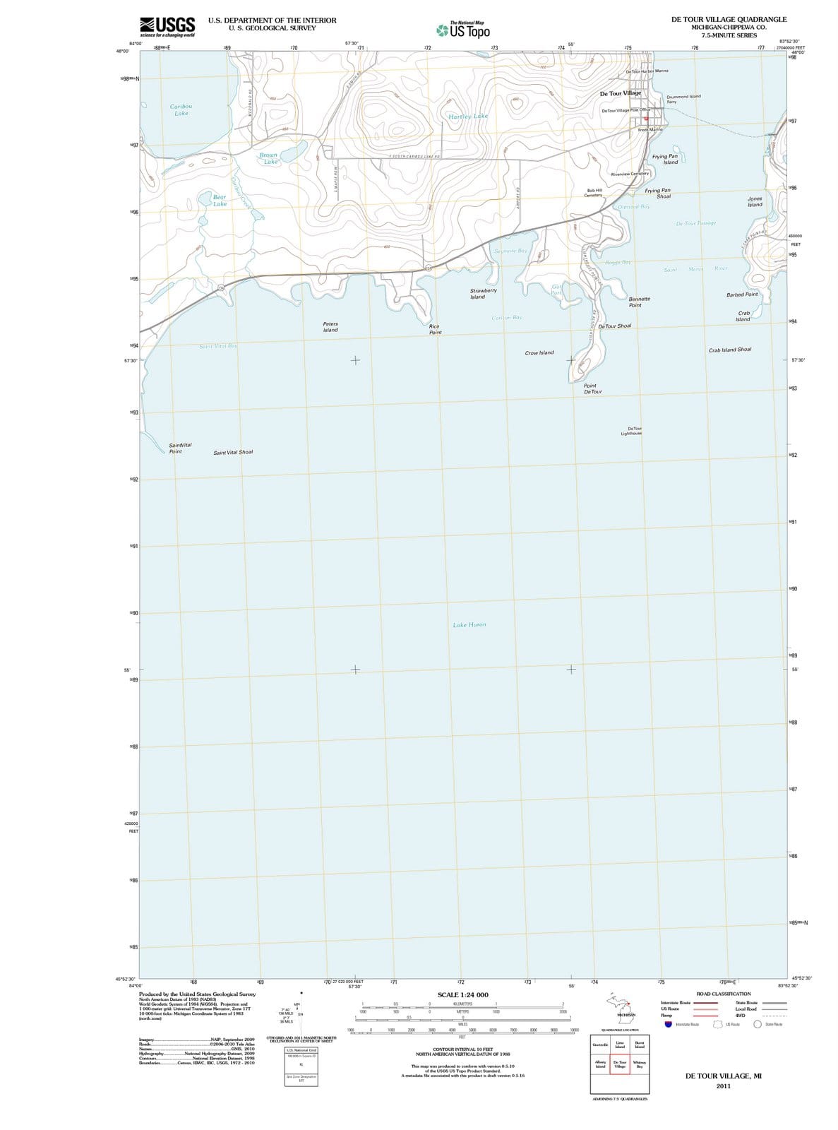 2011 De Tour Village, MI - Michigan - USGS Topographic Map