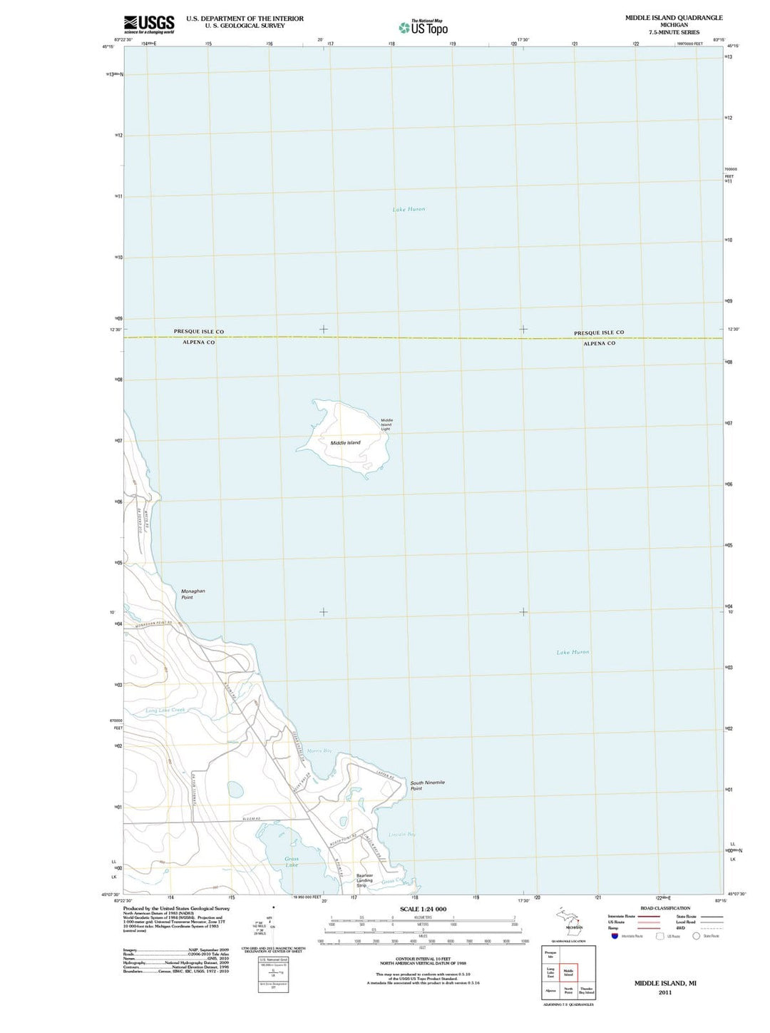 2011 Middle Island, MI - Michigan - USGS Topographic Map