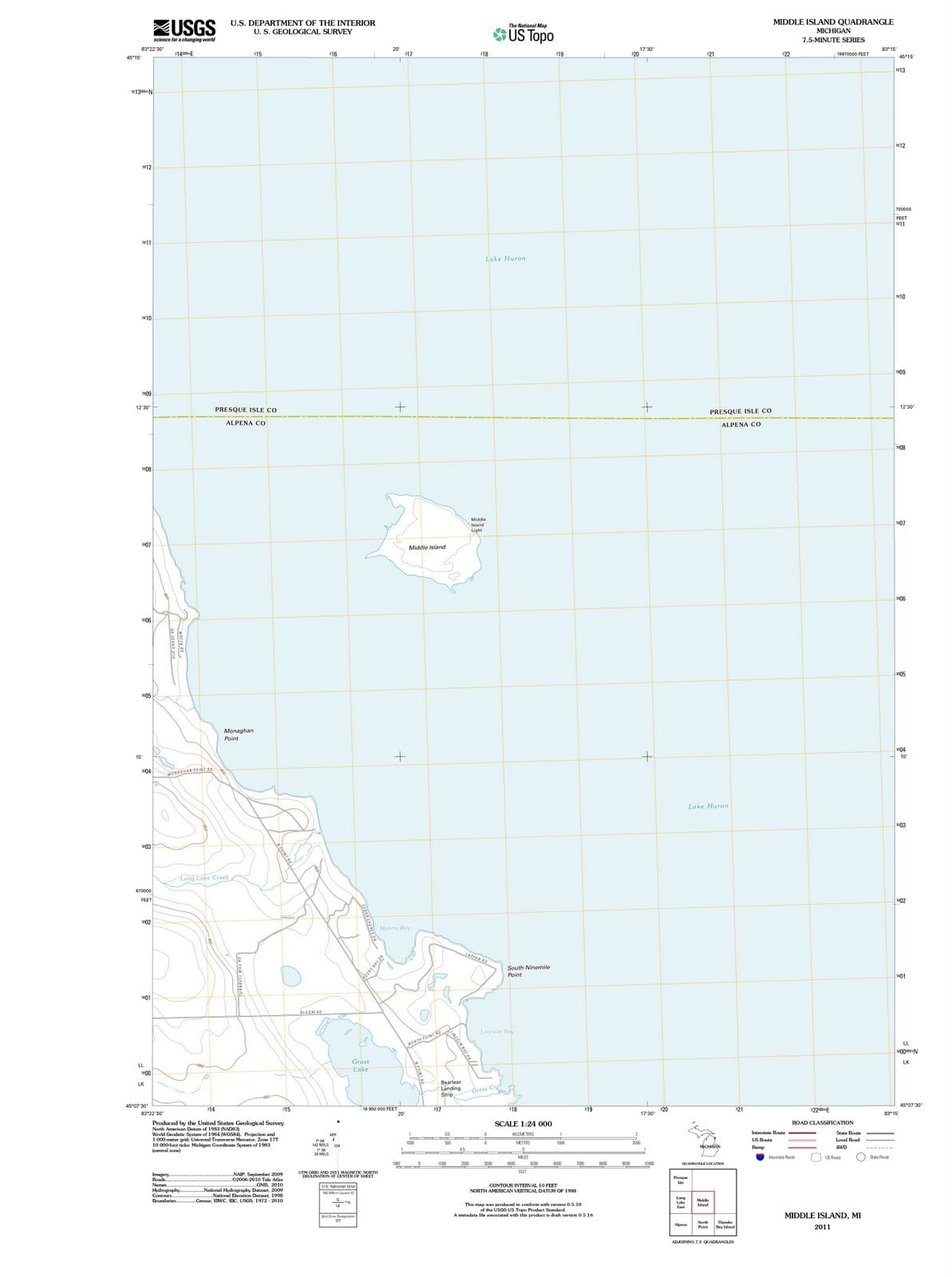 2011 Middle Island, MI - Michigan - USGS Topographic Map