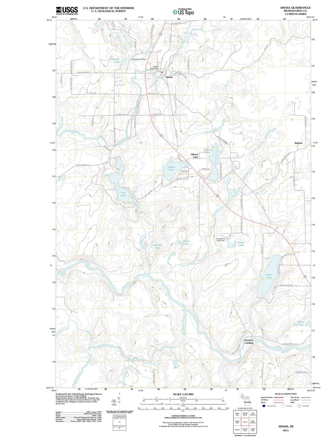 2011 Amasa, MI - Michigan - USGS Topographic Map