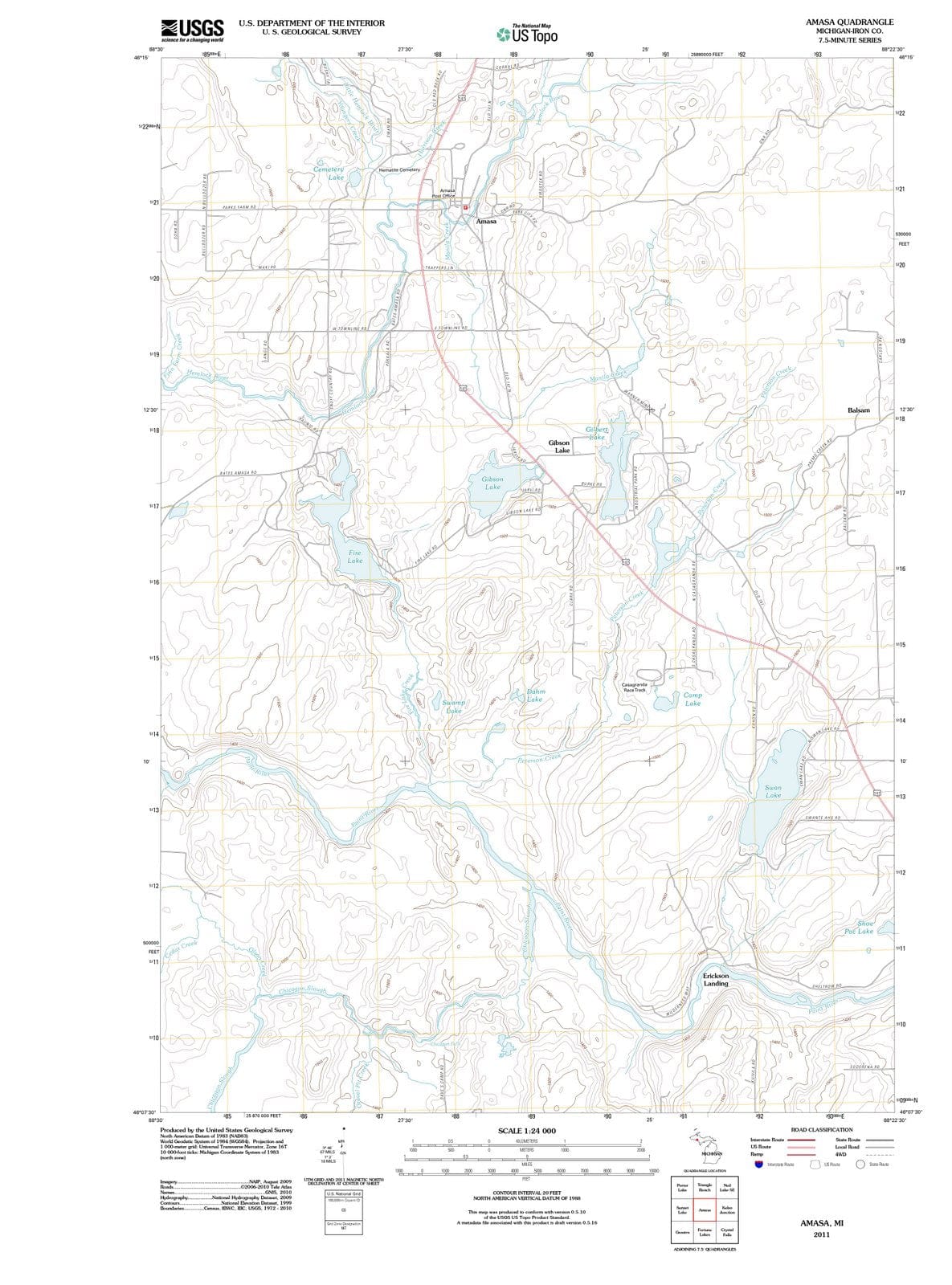 2011 Amasa, MI - Michigan - USGS Topographic Map