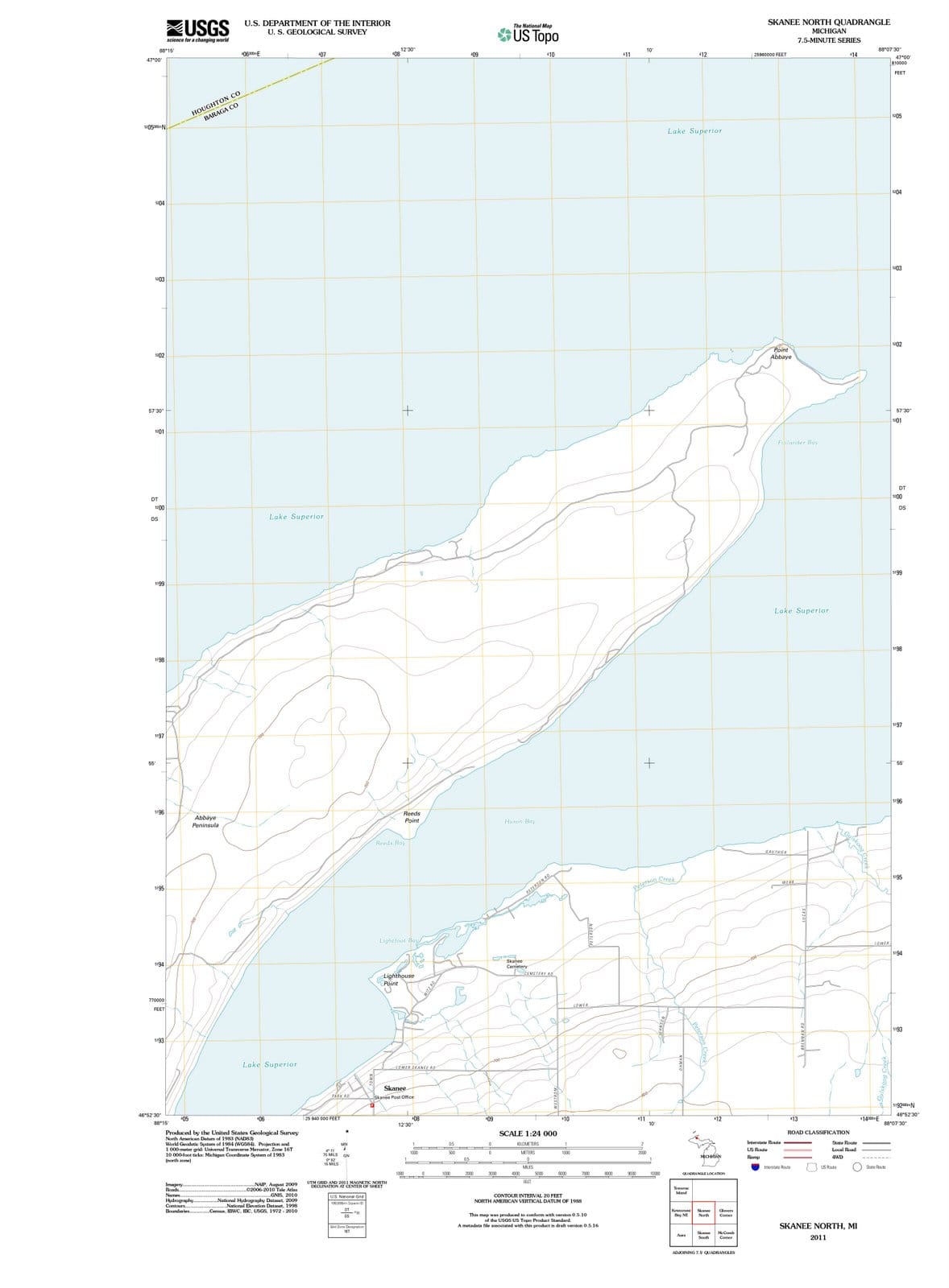 2011 Skanee North, MI - Michigan - USGS Topographic Map