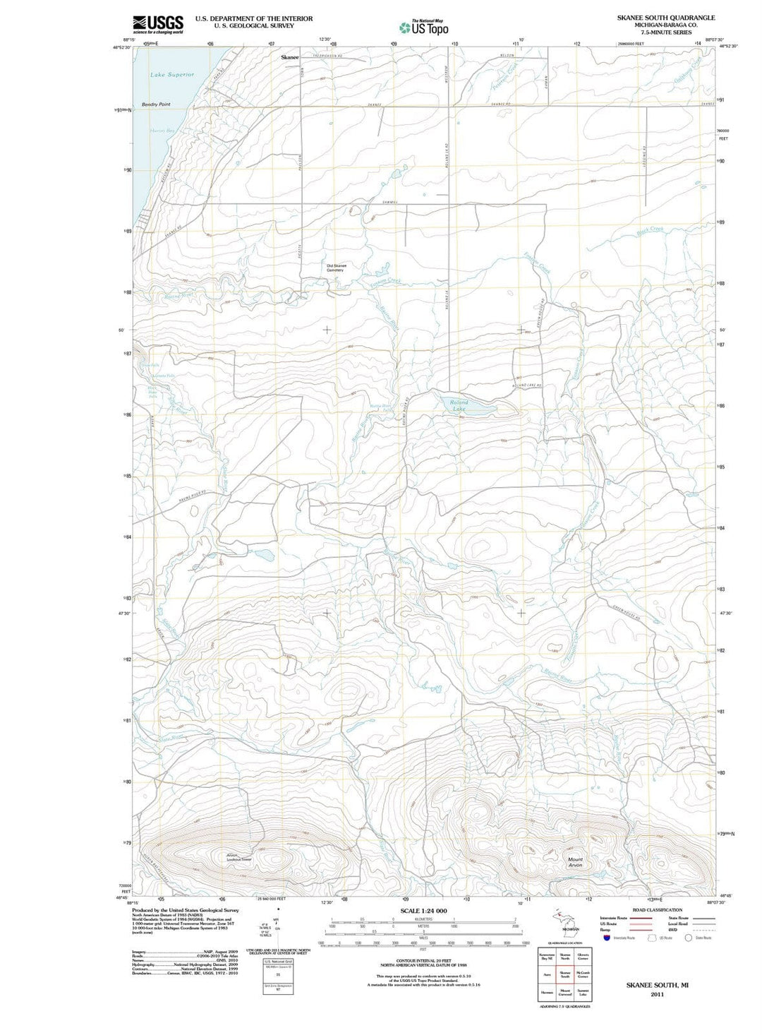 2011 Skanee South, MI - Michigan - USGS Topographic Map