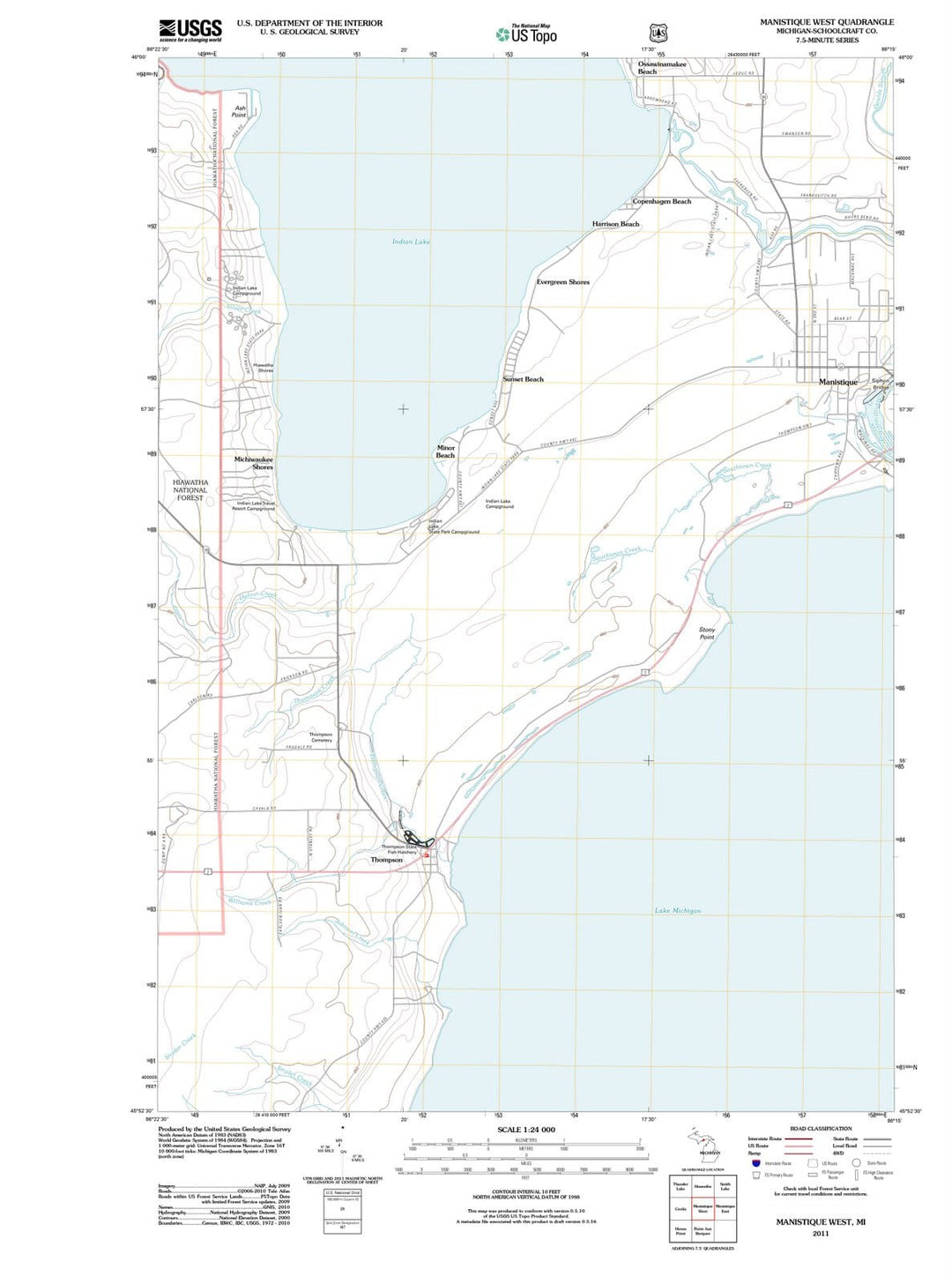 2011 Manistique West, MI - Michigan - USGS Topographic Map