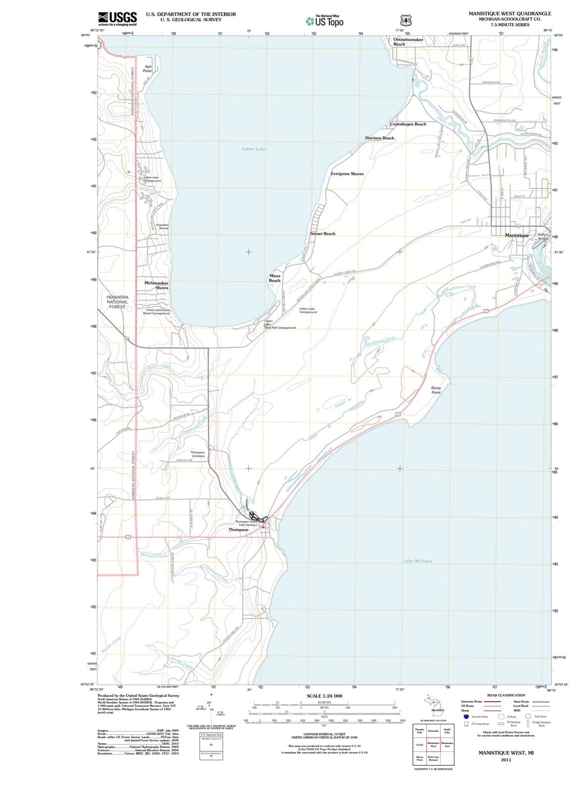 2011 Manistique West, MI - Michigan - USGS Topographic Map