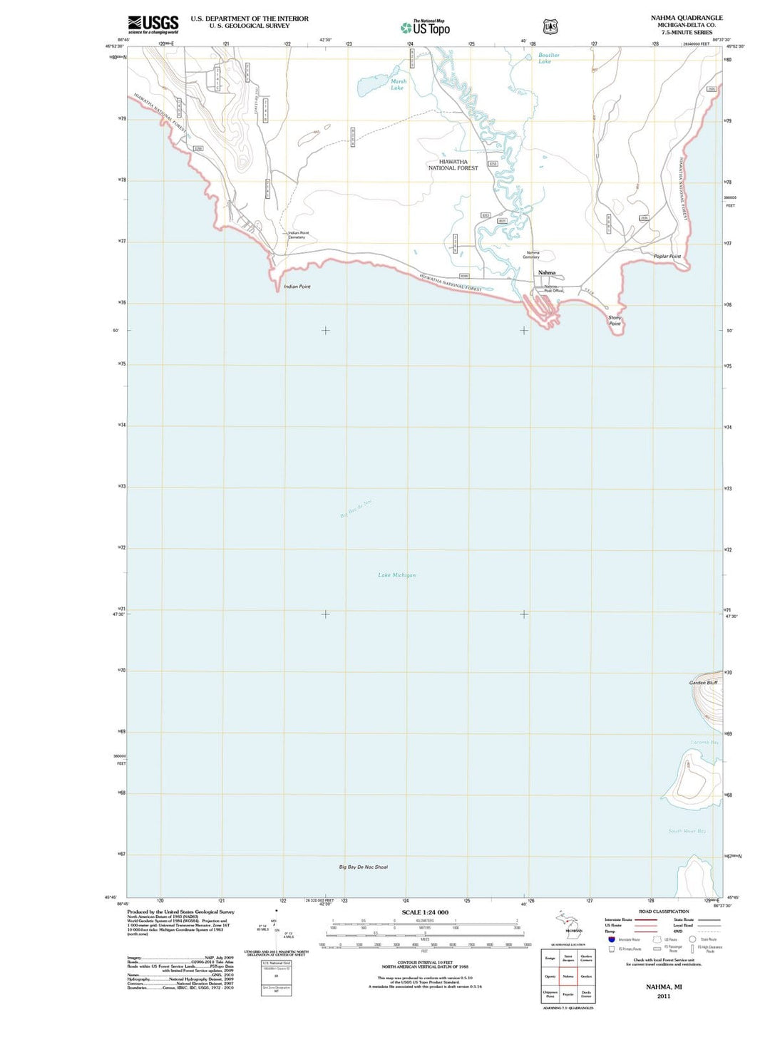 2011 Nahma, MI - Michigan - USGS Topographic Map