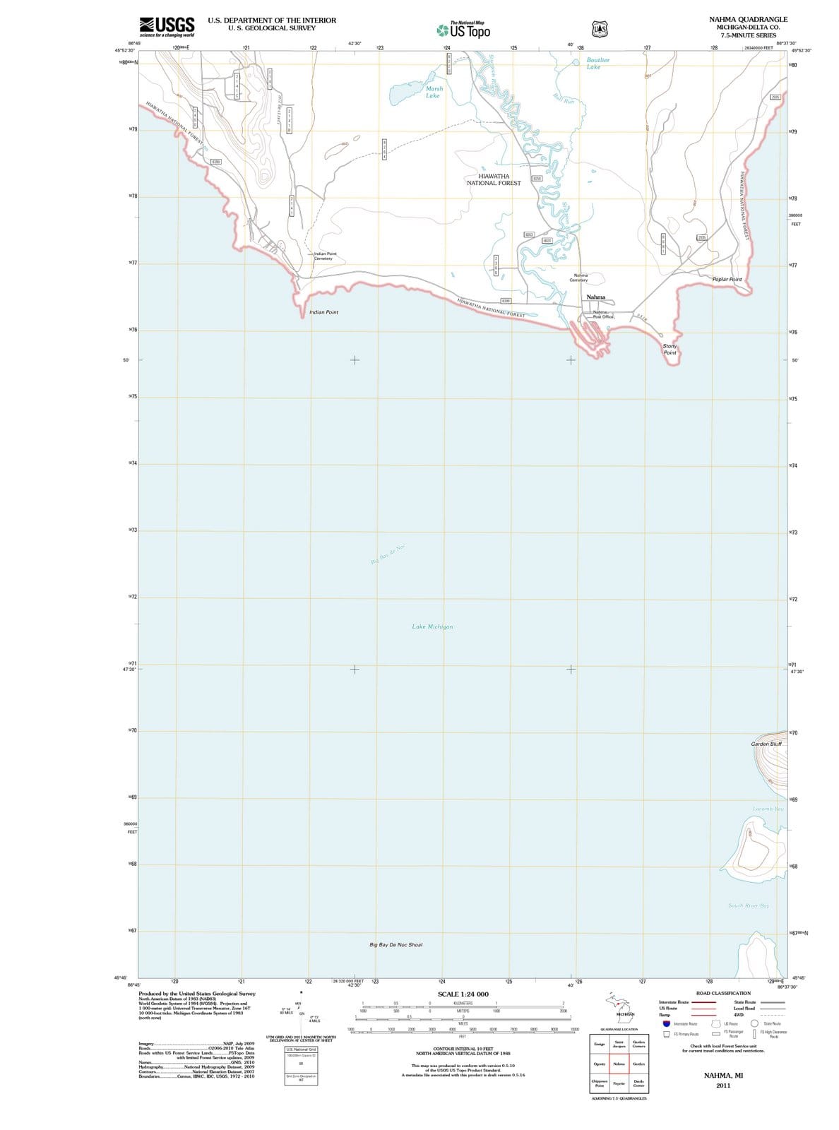 2011 Nahma, MI - Michigan - USGS Topographic Map