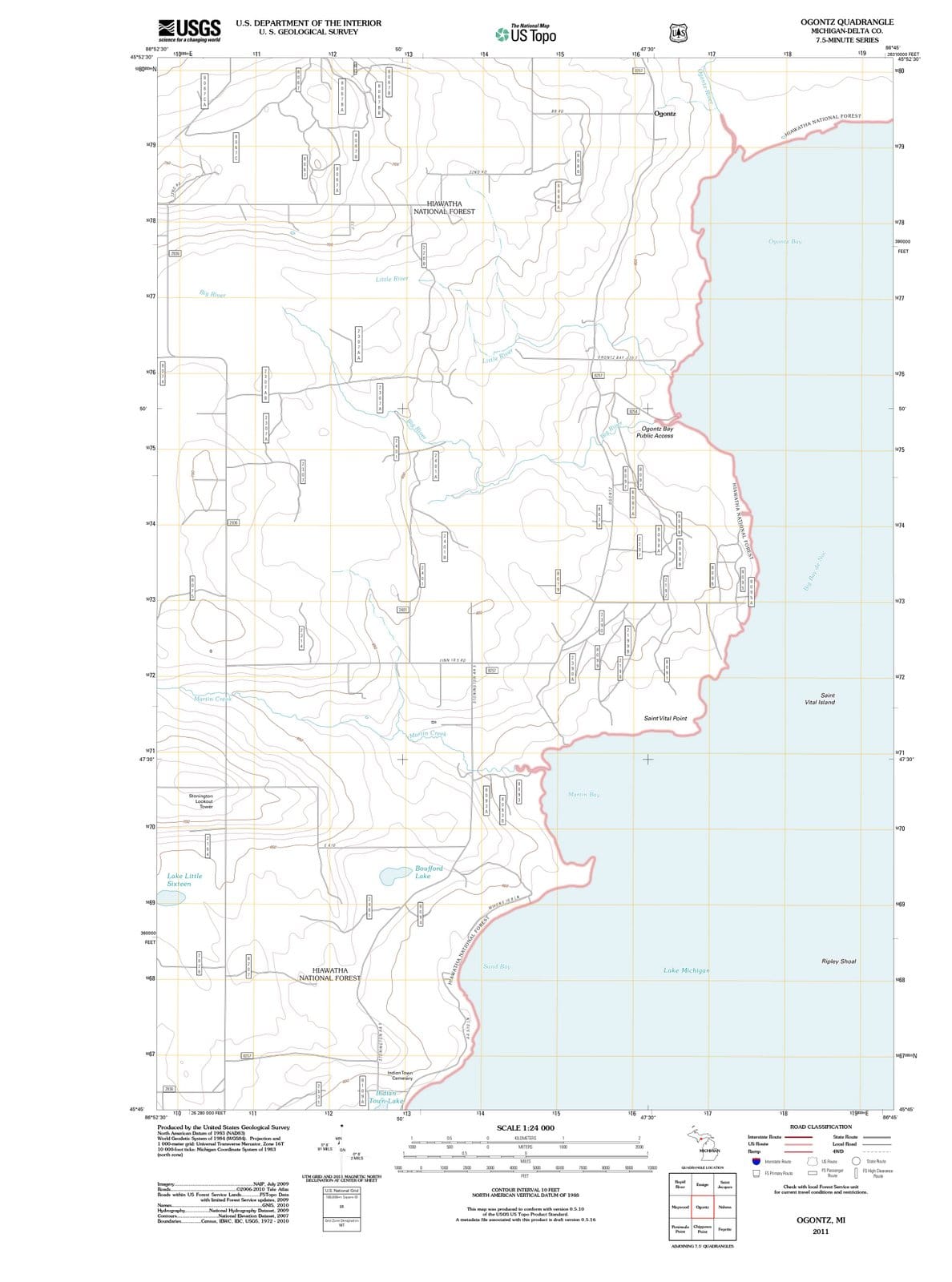 2011 Ogontz, MI - Michigan - USGS Topographic Map