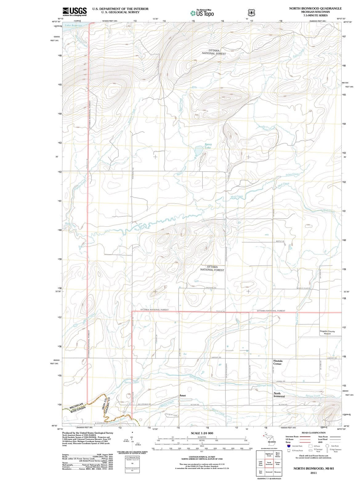 2011 North Ironwood, MI - Michigan - USGS Topographic Map