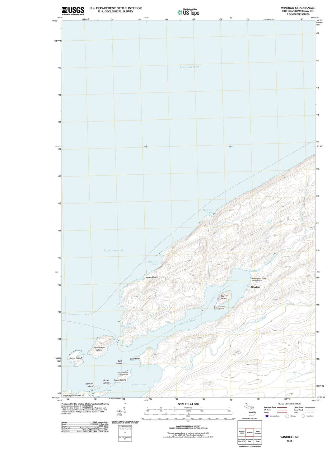 2011 Windigo, MI - Michigan - USGS Topographic Map