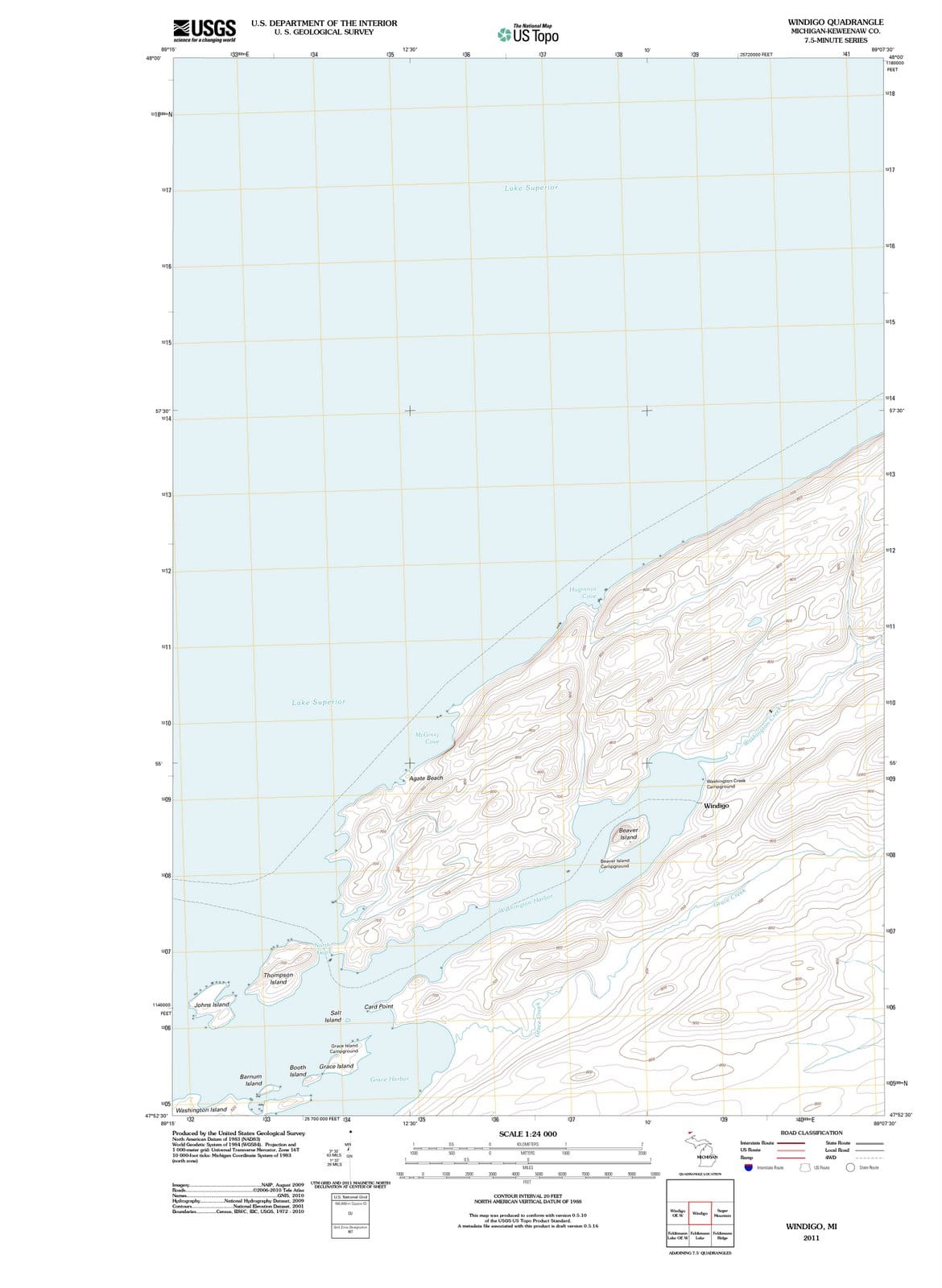 2011 Windigo, MI - Michigan - USGS Topographic Map