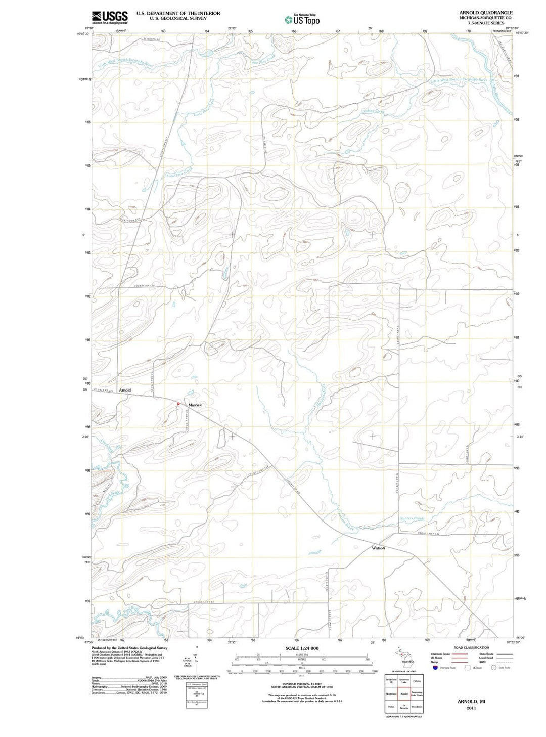 2011 Arnold, MI - Michigan - USGS Topographic Map