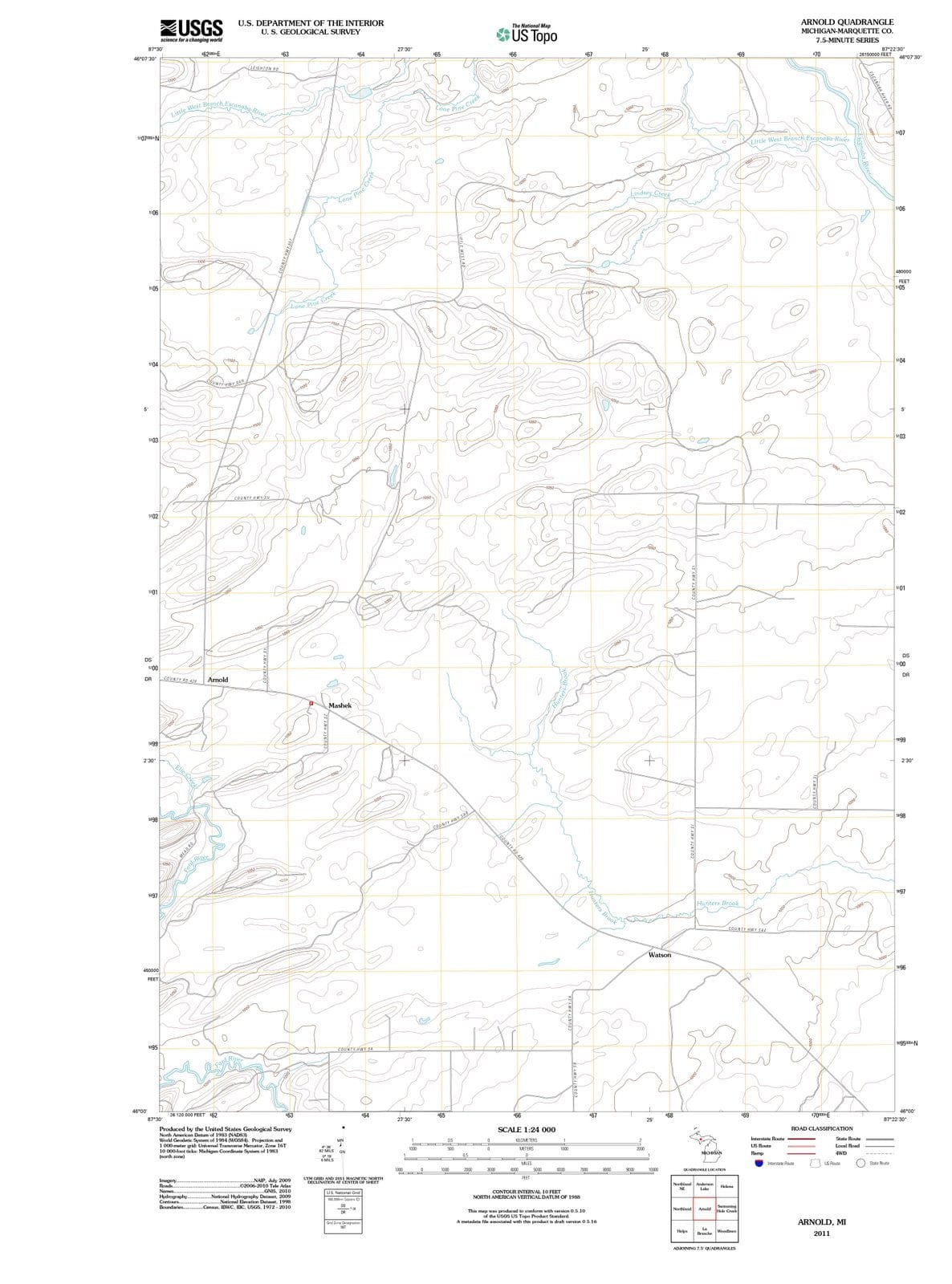 2011 Arnold, MI - Michigan - USGS Topographic Map